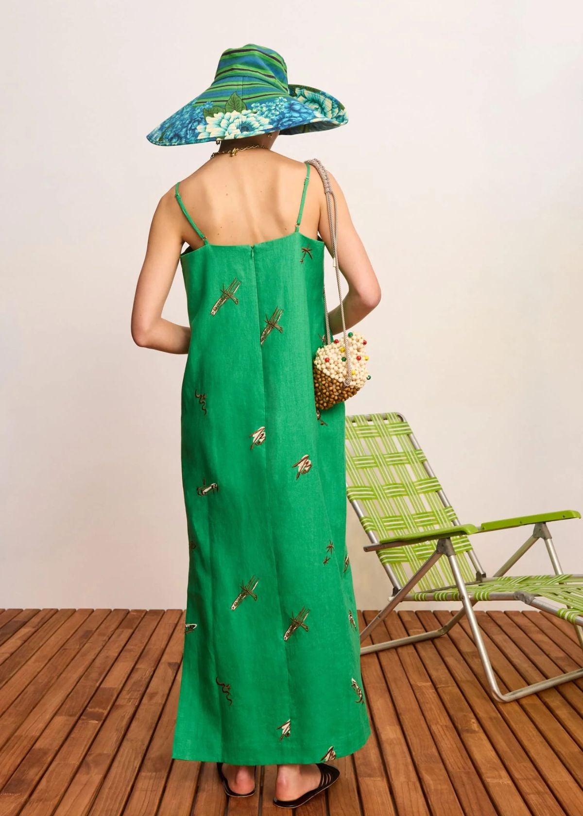 ALEMAIS Wanda Embroidered Midi Dress - Green