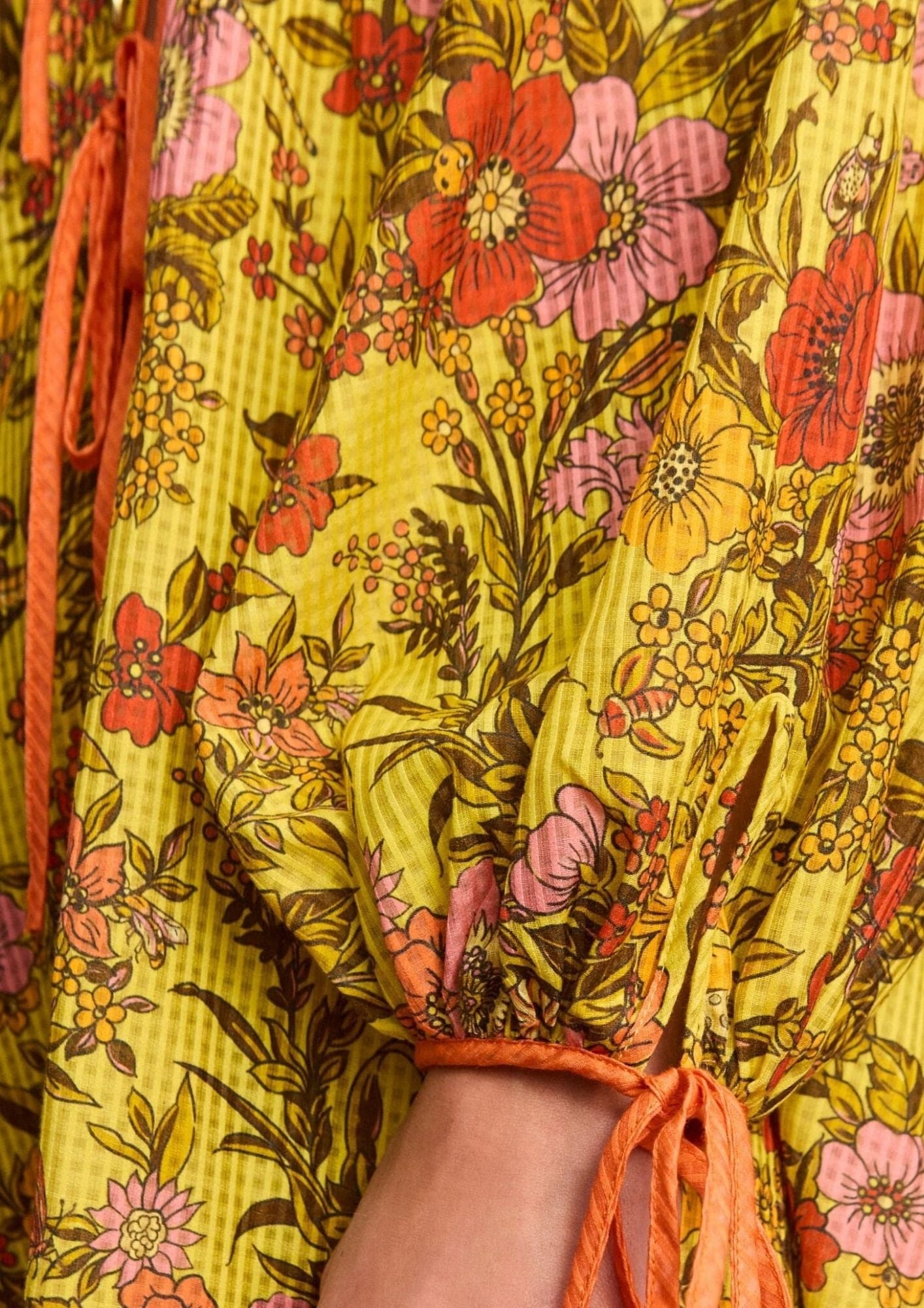 ALEMAIS Kitty Tie Front Shirtdress - Yellow