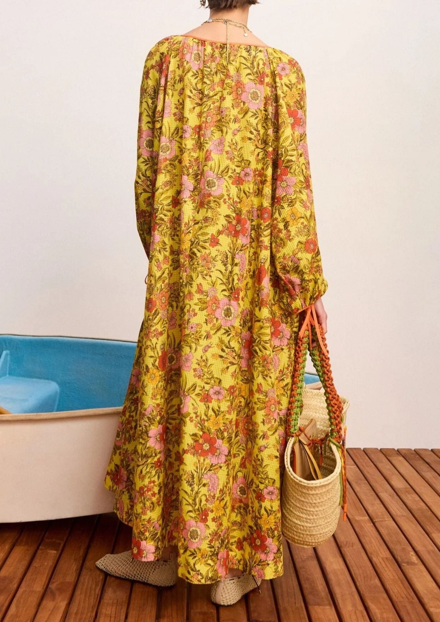 ALEMAIS Kitty Tie Front Shirtdress - Yellow