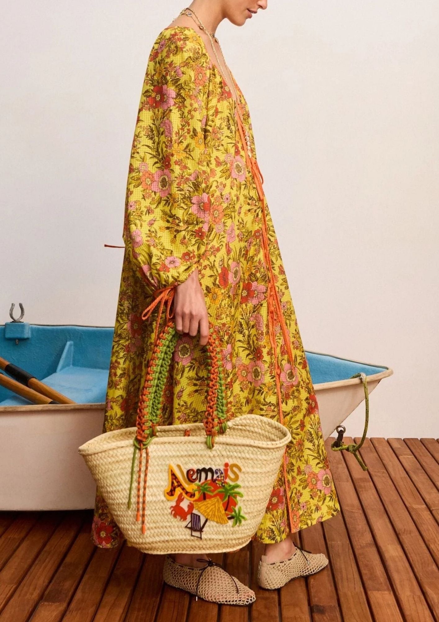 ALEMAIS Kitty Tie Front Shirtdress - Yellow