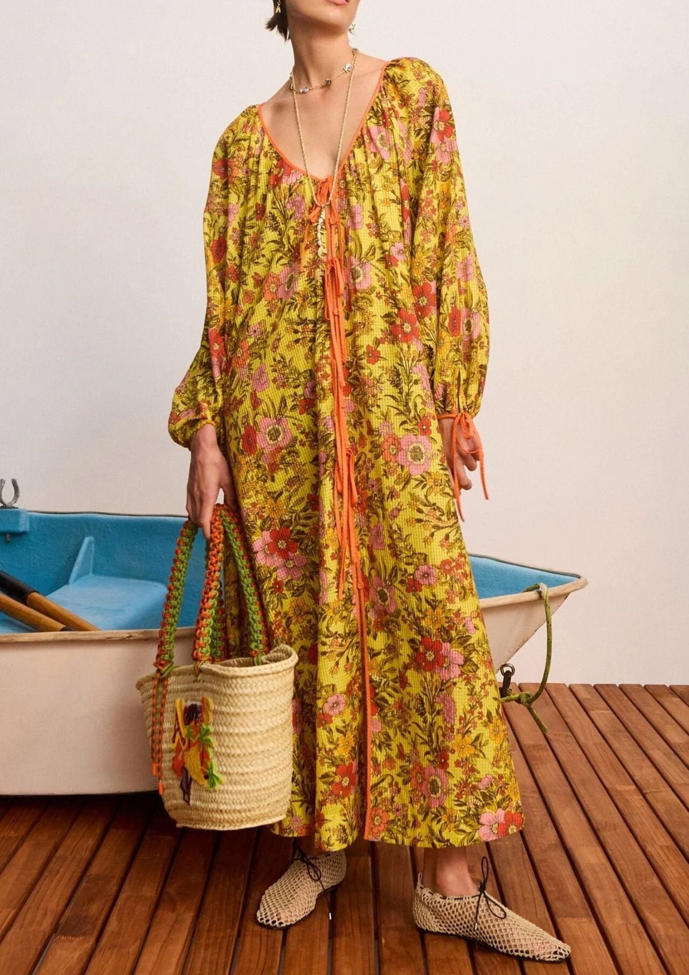 ALEMAIS Kitty Tie Front Shirtdress