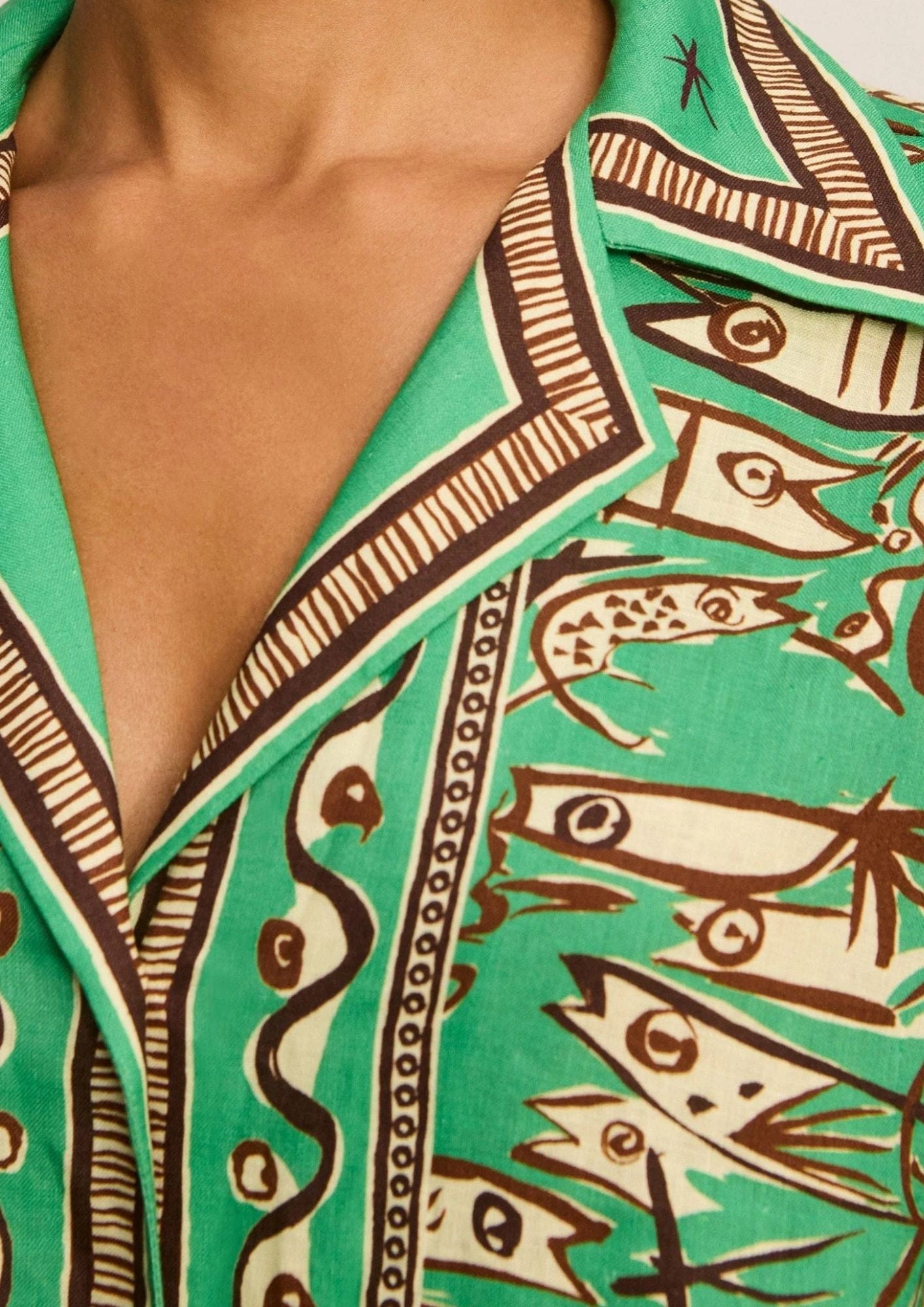 ALEMAIS Fish Sticks Shirtdress - Green