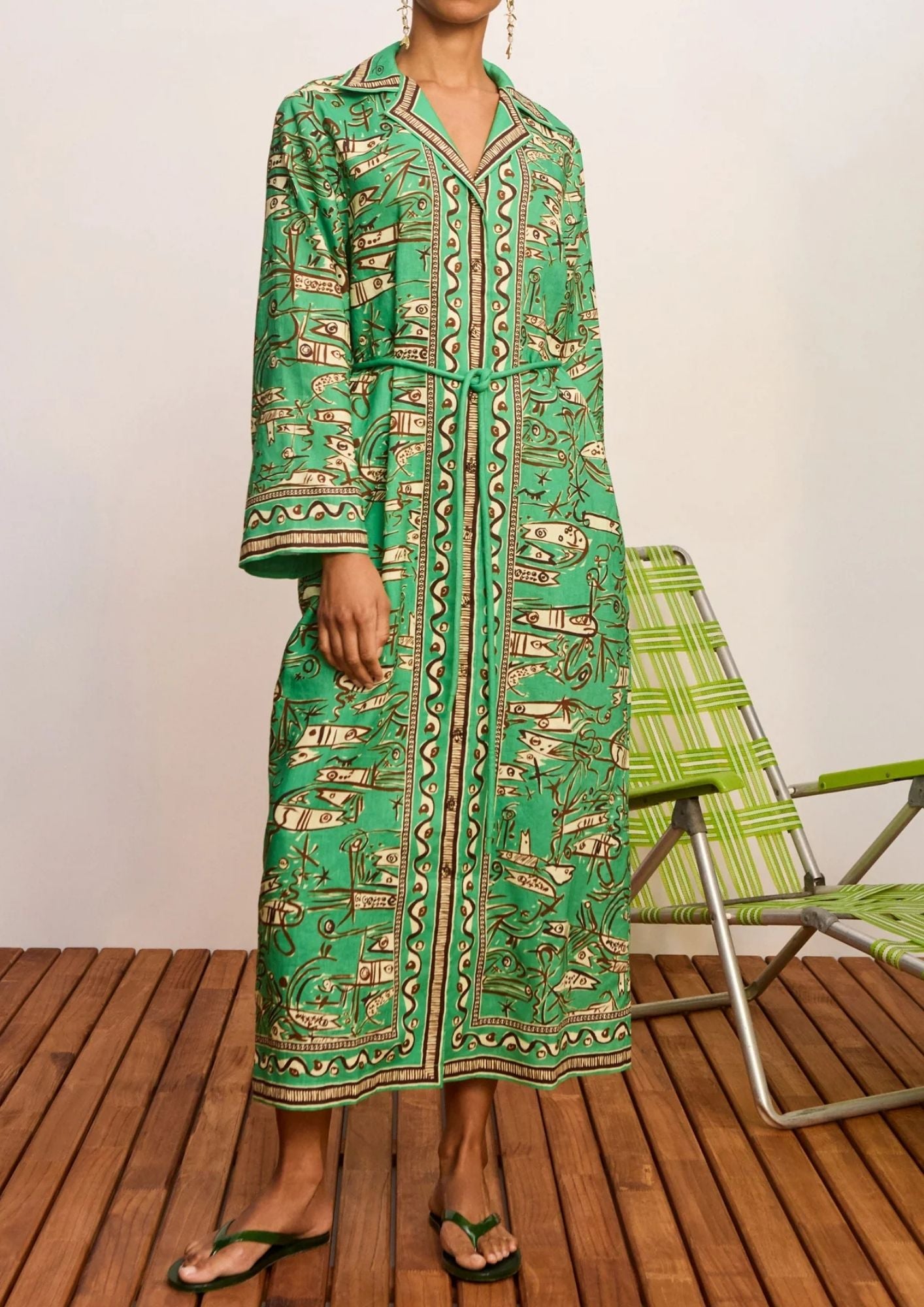 ALEMAIS Fish Sticks Shirtdress - Green