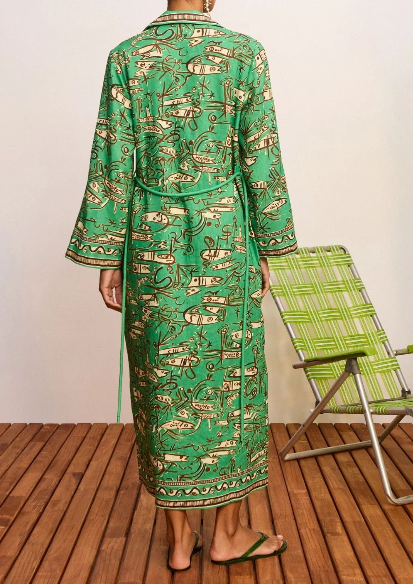 ALEMAIS Fish Sticks Shirtdress - Green