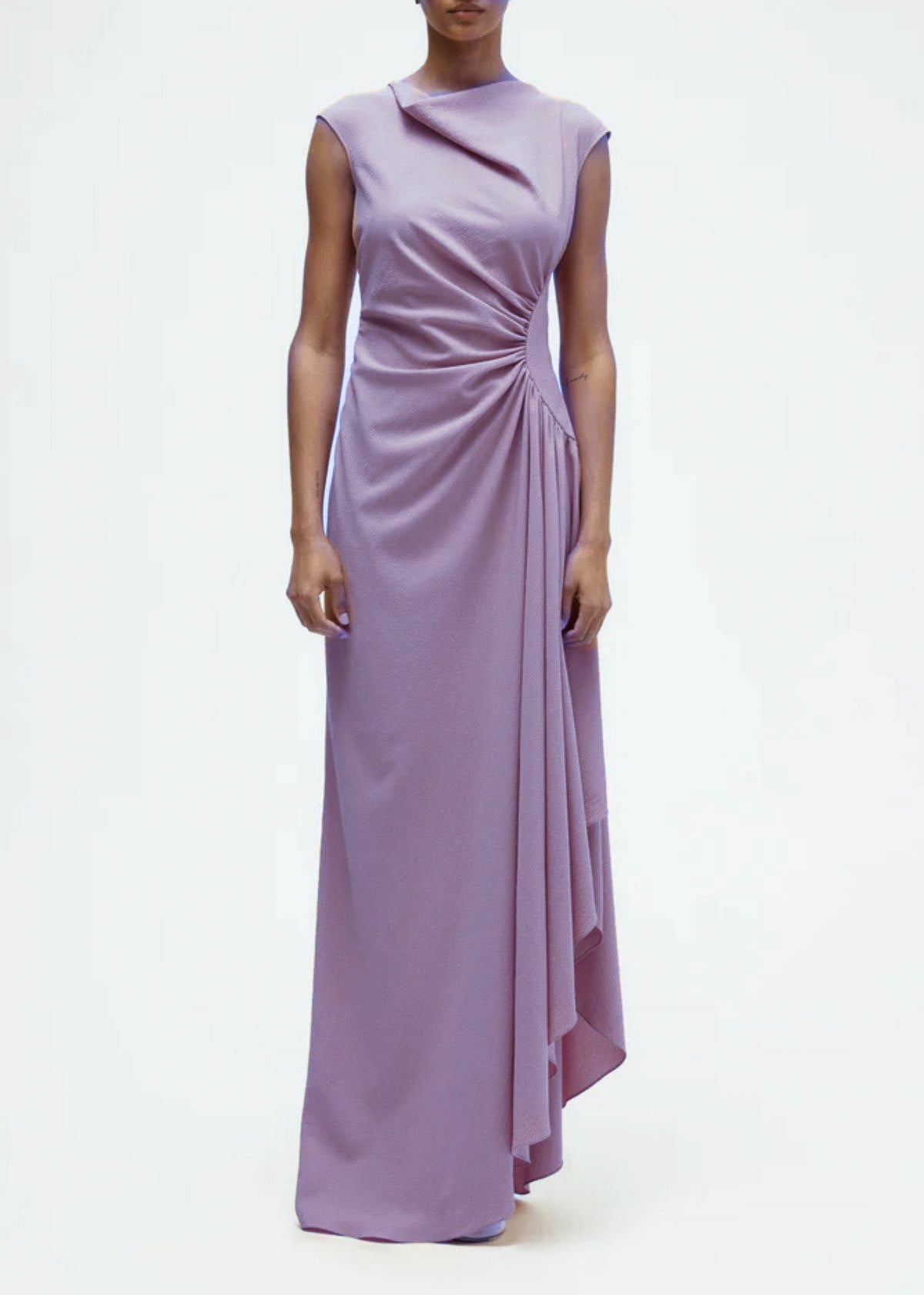 AMSALE Textured Cowl Neck Gown - Lilac