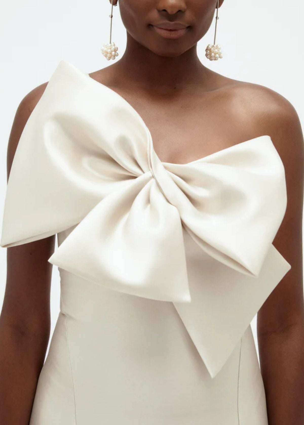 AMSALE Mikado Twisted Double Bow Gown - Champagne