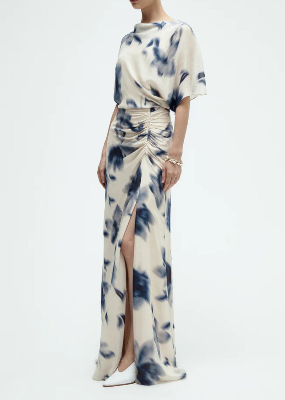 AMSALE Floral Printed Gauze Dress - Slate Multi