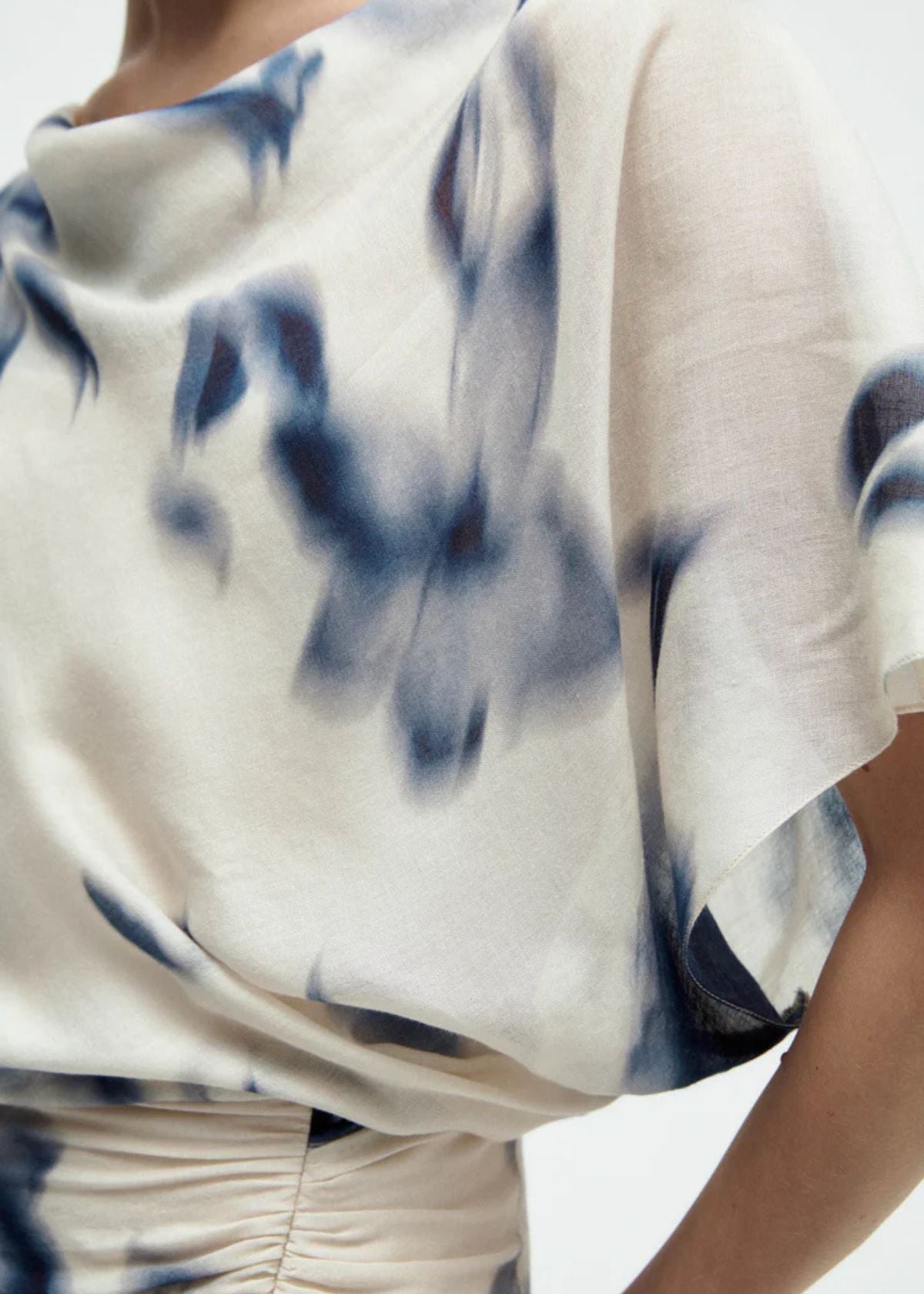 AMSALE Floral Printed Gauze Dress - Slate Multi