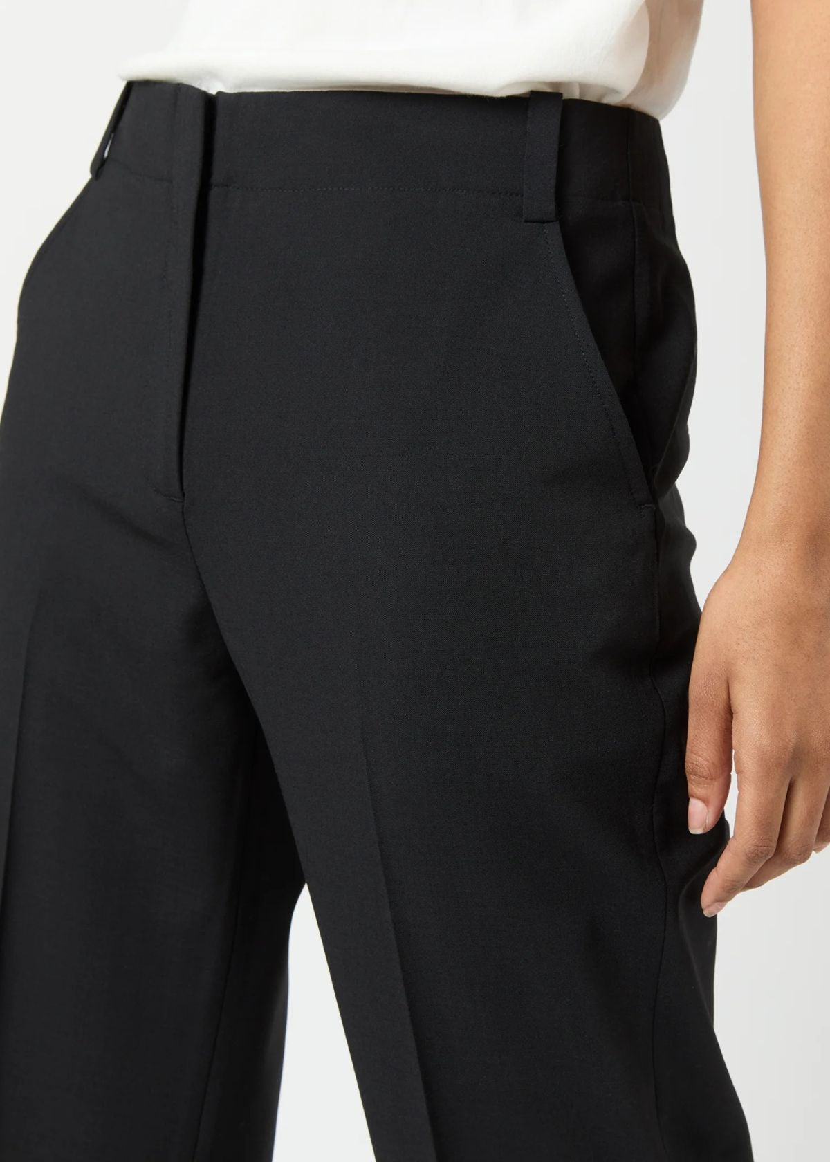 ANN MASHBURN Frankie Cropped Pant - Black Bi-Stretch Tropical Wool