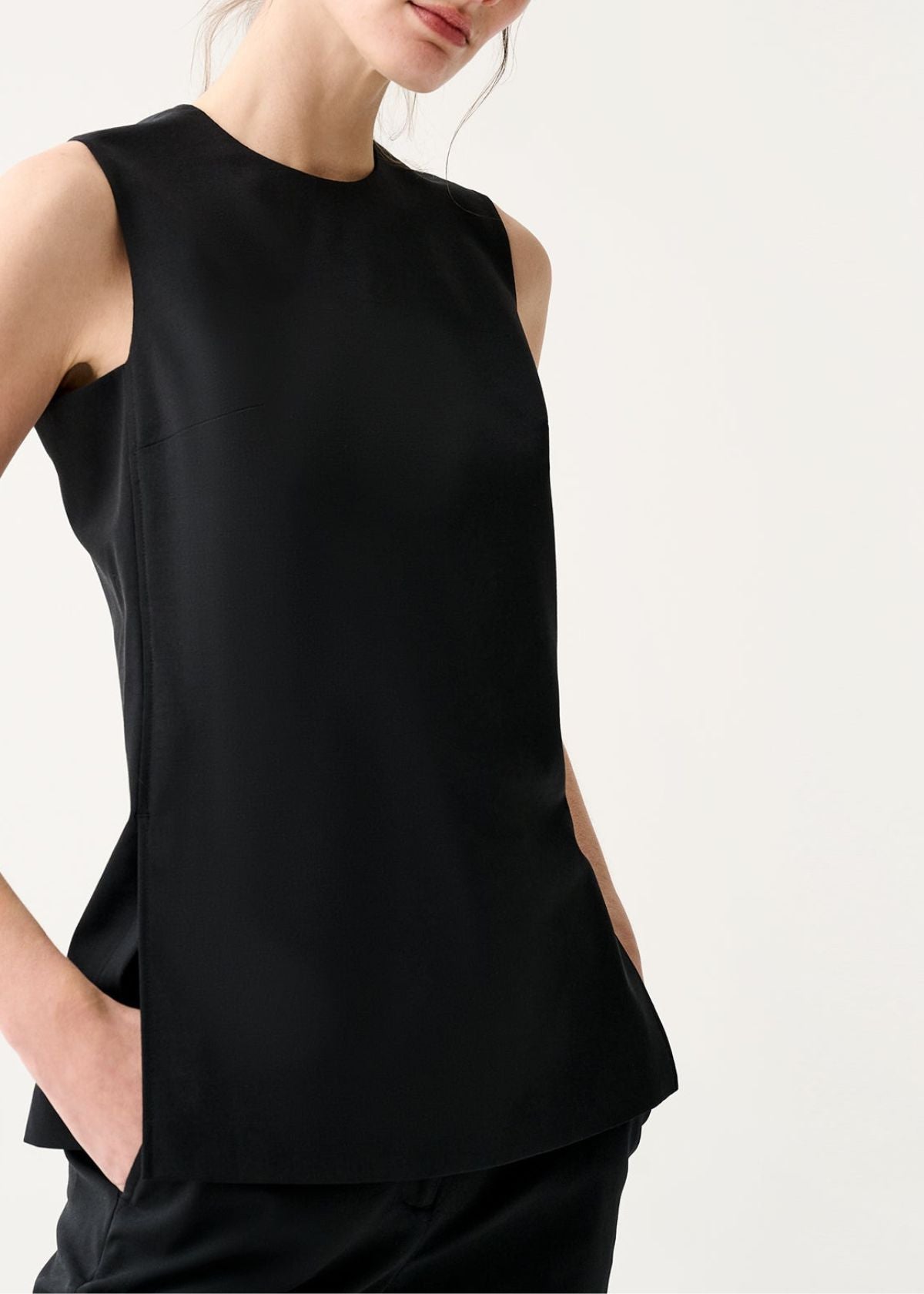 ANN MASHBURN Jo Tunic Top - Black Bi-Stretch Tropical Wool