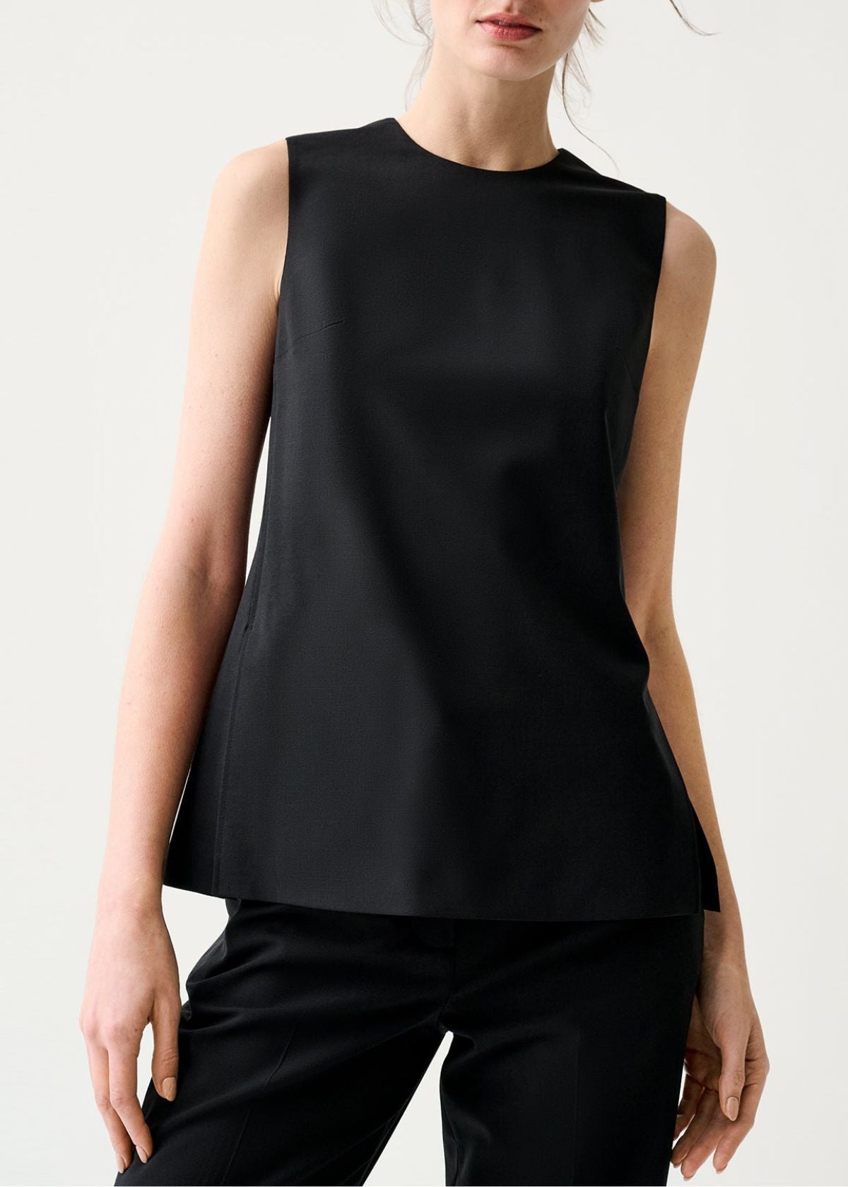 ANN MASHBURN Jo Tunic Top - Black Bi-Stretch Tropical Wool