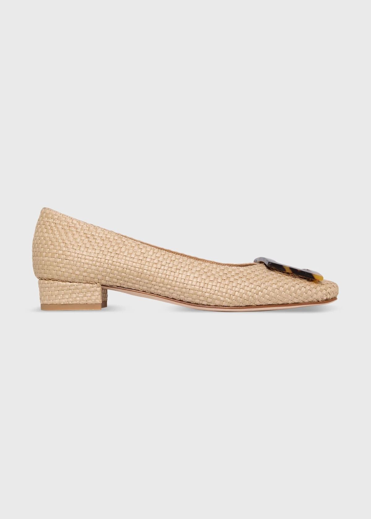 ANN MASHBURN Buckle Shoe - Khaki Basketweave
