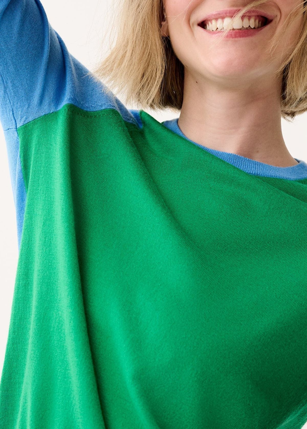 ANN MASHBURN Kit Color Block Sweater - French Blue/Green/Navy