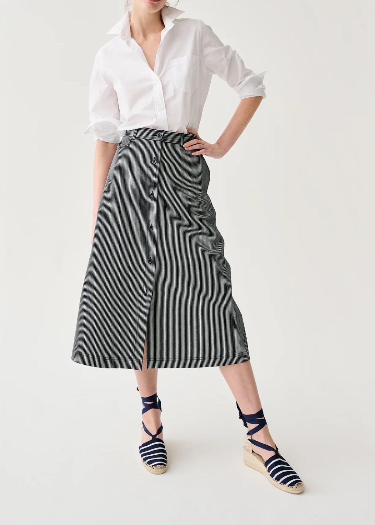 ANN MASHBURN Robin Skirt - Indigo Railroad Stripe Denin