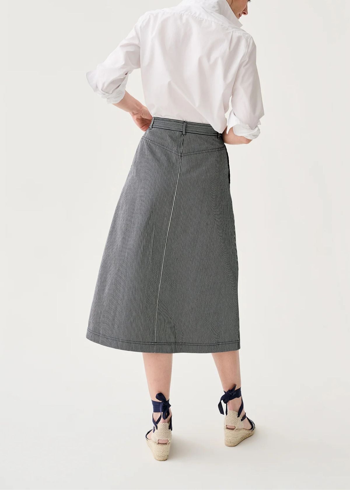 ANN MASHBURN Robin Skirt - Indigo Railroad Stripe Denin