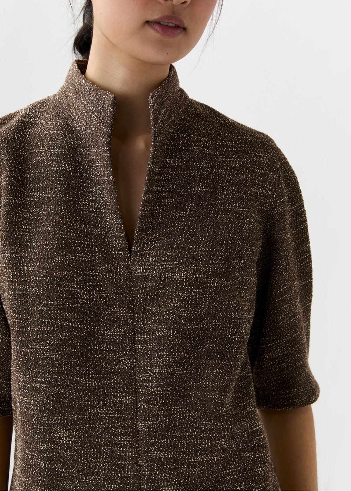 ANN MASHBURN Violetta Top - Brown/Ivory Speckled Knit