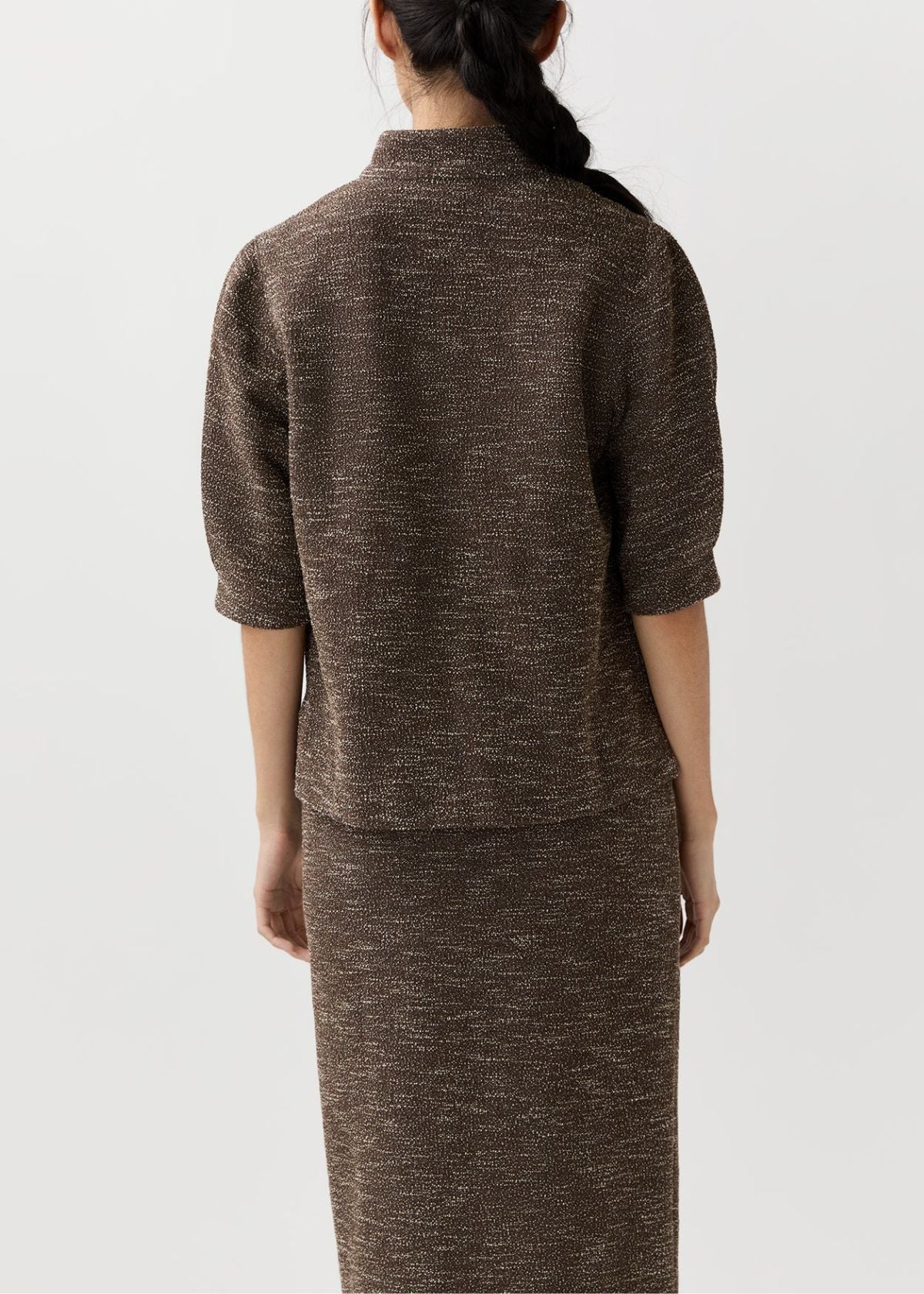 ANN MASHBURN Violetta Top - Brown/Ivory Speckled Knit