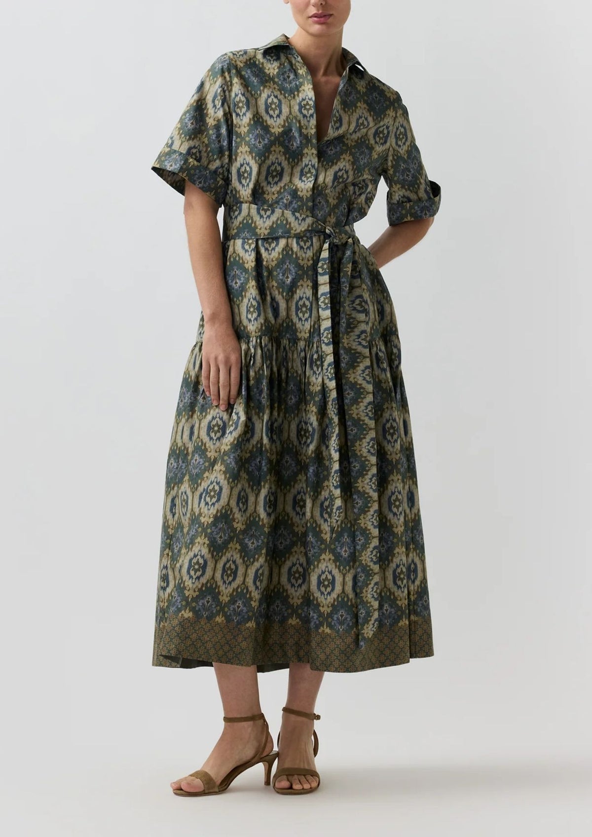 ANN MASHBURN Nathalie Dress - Spruce Tobacco Multi Painted Tapestry