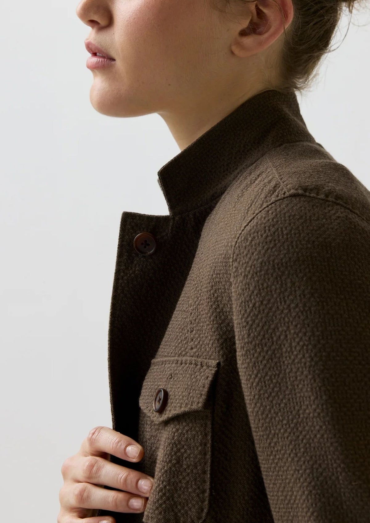 ANN MASHBURN Cecile Cargo Jacket - Bark Crinkle Cotton