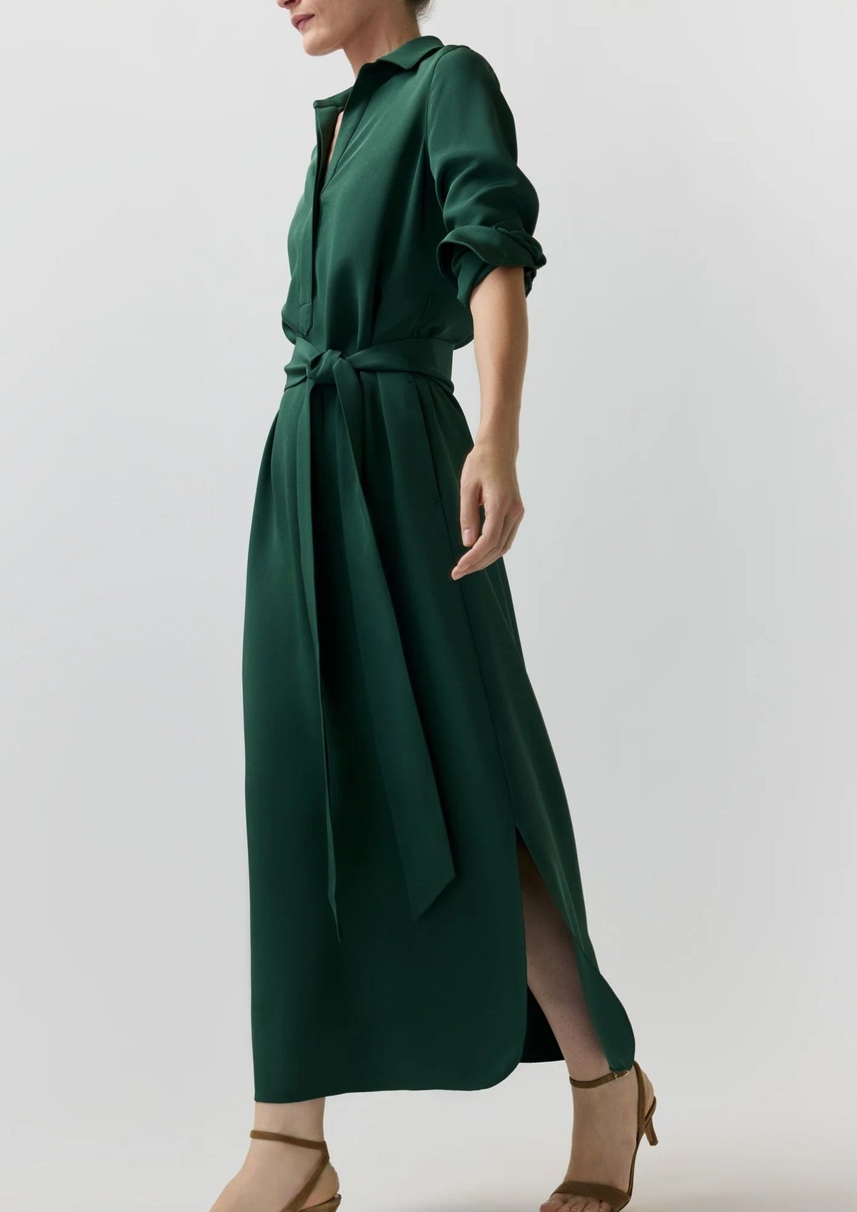 ANN MASHBURN Piper Maxi Dress - Hunter Silk Crepe de Chine