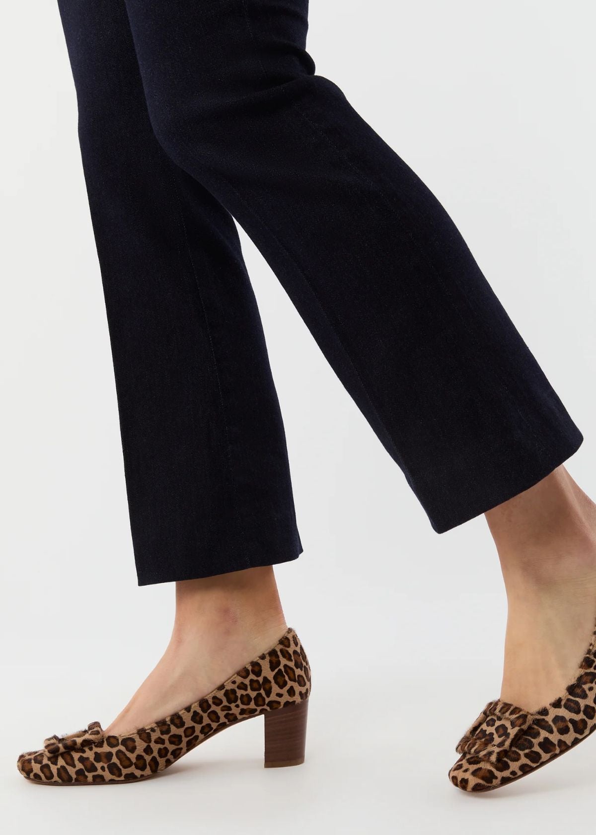 ANN MASHBURN Buckle Heel Shoe - Leopard Calf Hair
