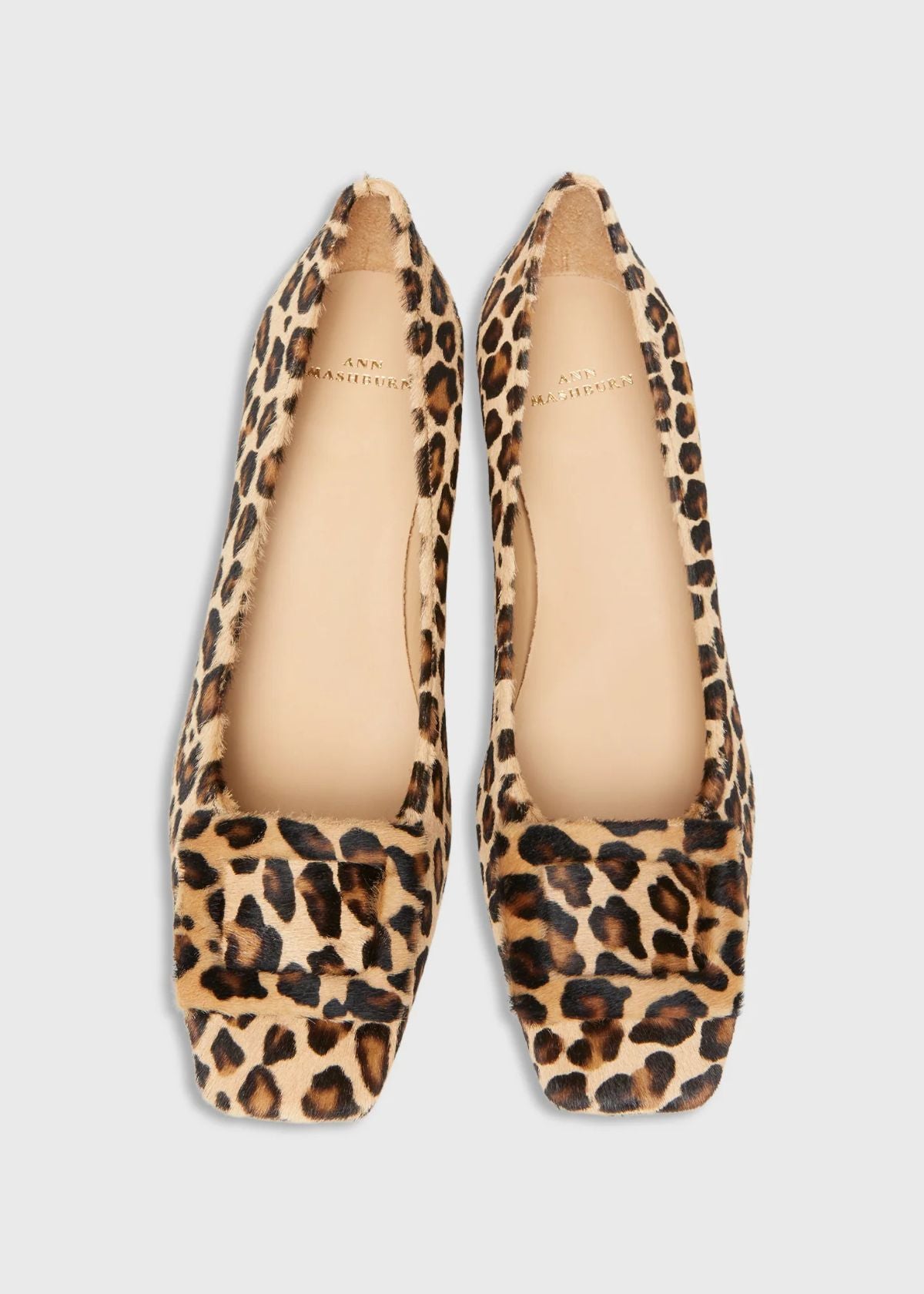 ANN MASHBURN Buckle Heel Shoe - Leopard Calf Hair