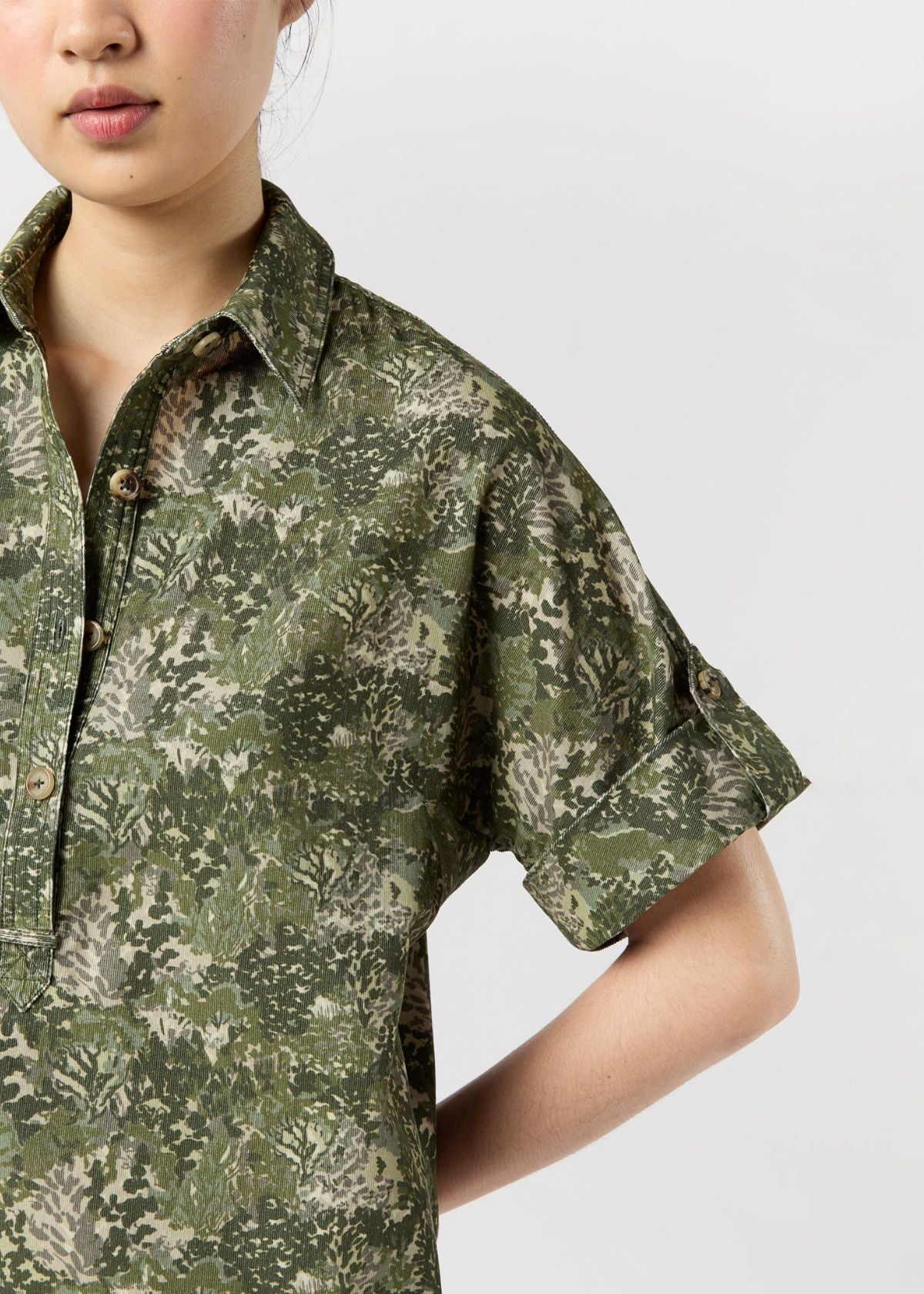 ANN MASHBURN Molly Dress - Olive Multi Harkness Forest