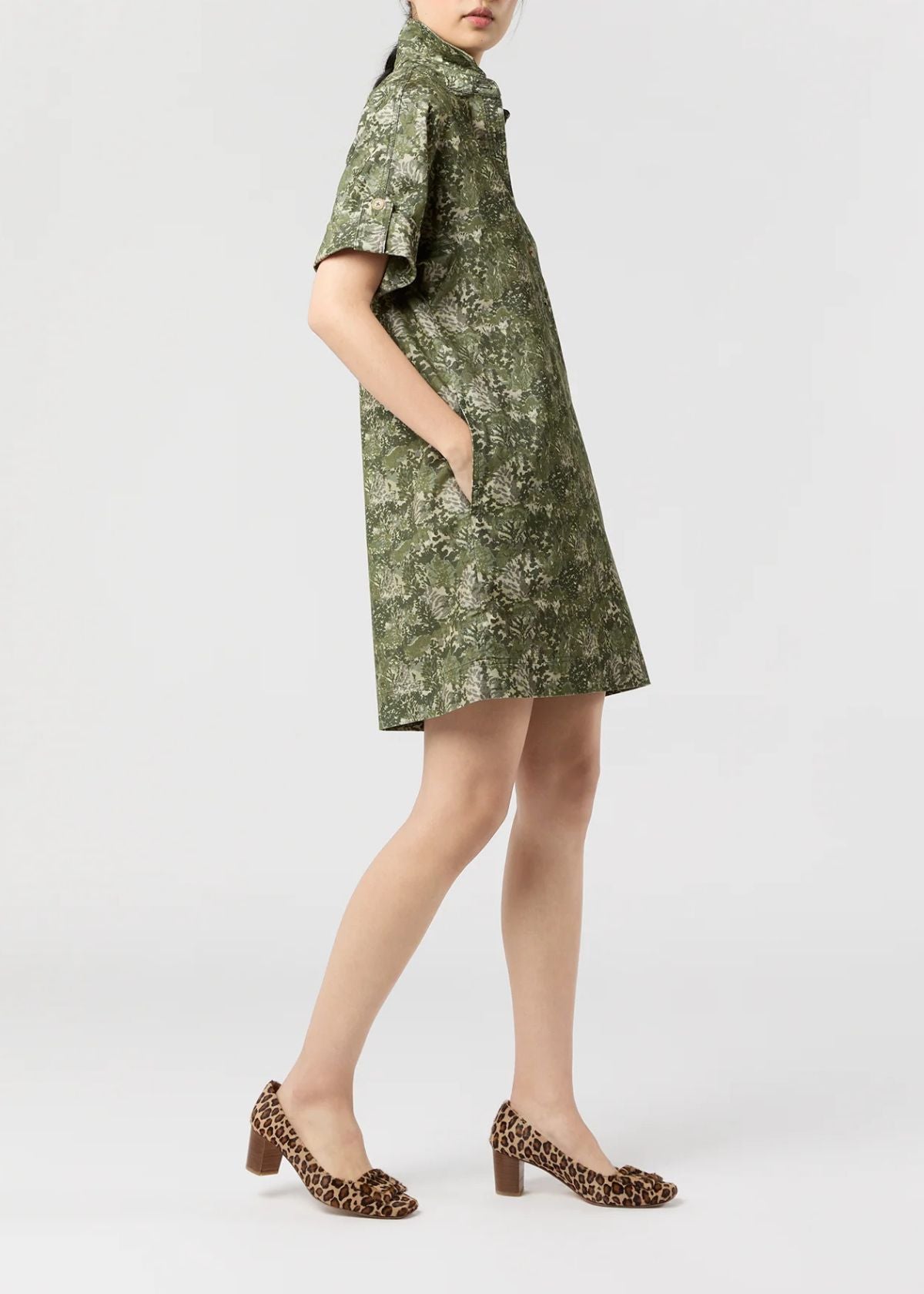 ANN MASHBURN Molly Dress - Olive Multi Harkness Forest