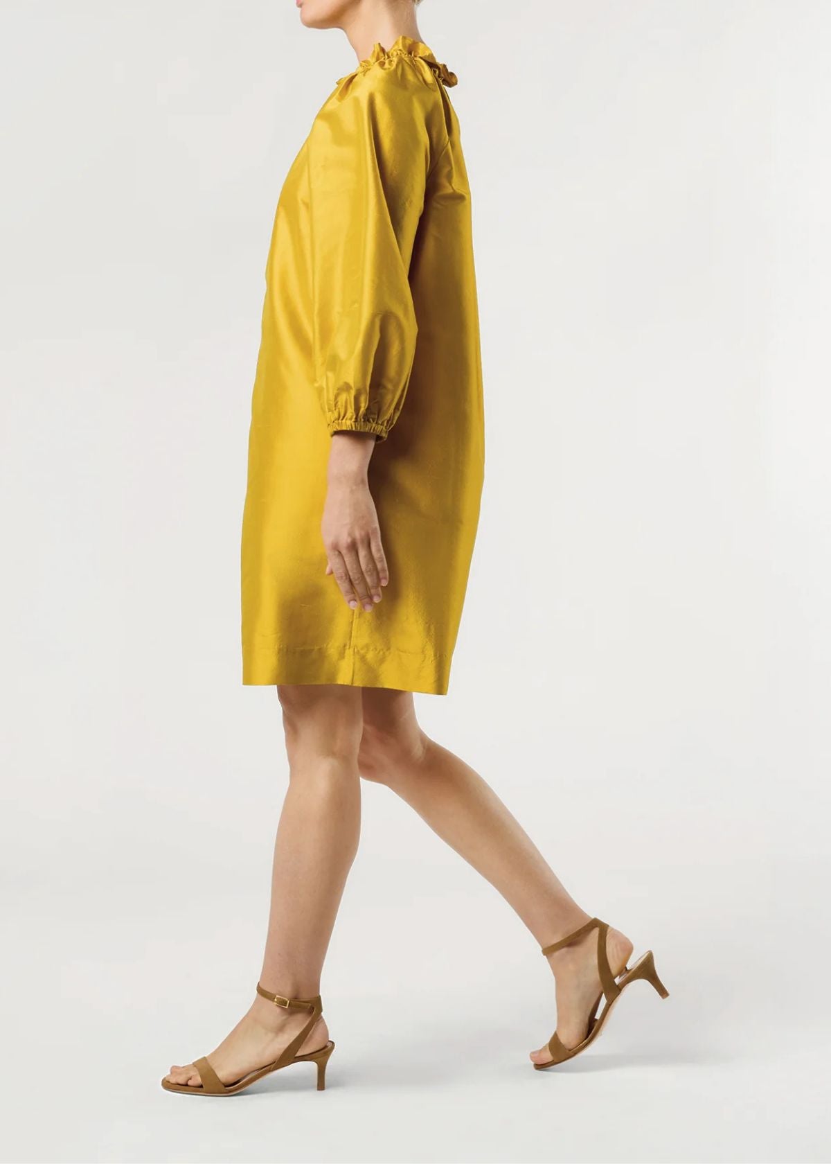 ANN MASHBURN Harper Dress - Mustard Silk Shantung