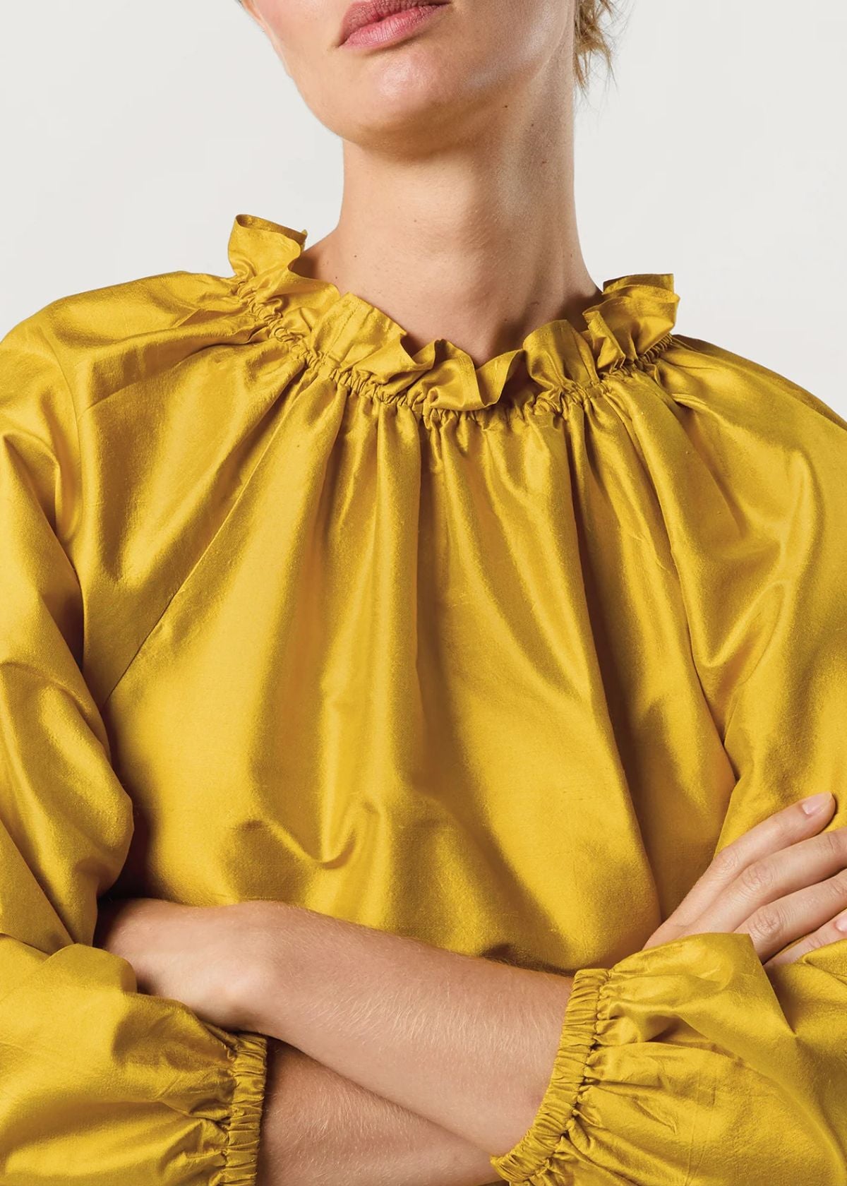 ANN MASHBURN Harper Dress - Mustard Silk Shantung