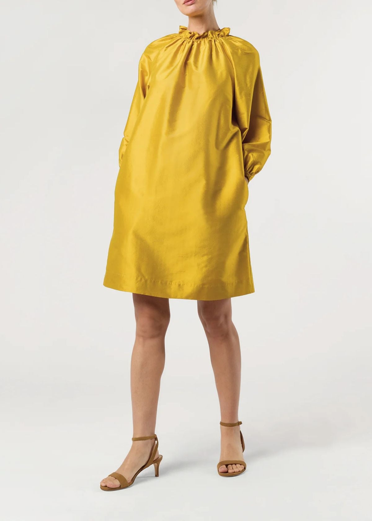 ANN MASHBURN Harper Dress - Mustard Silk Shantung