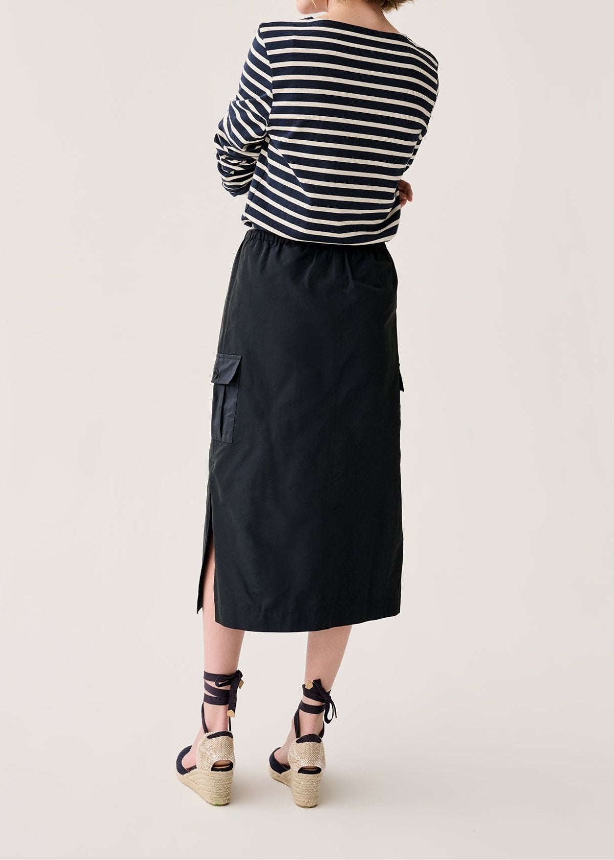 ANN MASHBURN Willa Skirt - Navy Nylon Faille