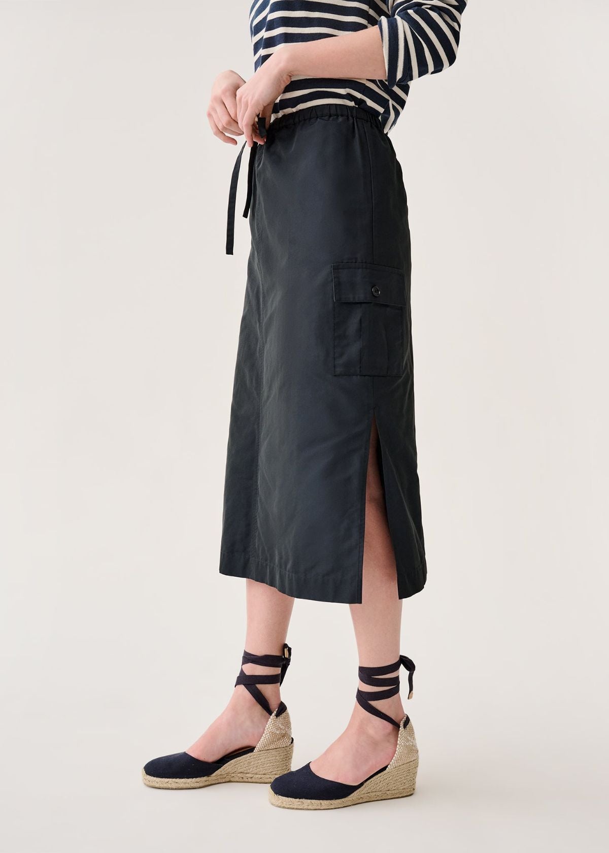 ANN MASHBURN Willa Skirt - Navy Nylon Faille