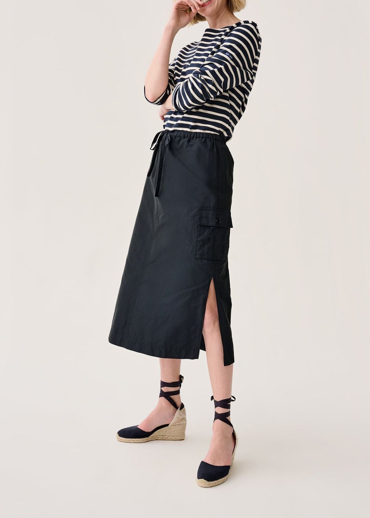 ANN MASHBURN Willa Skirt - Navy Nylon Faille