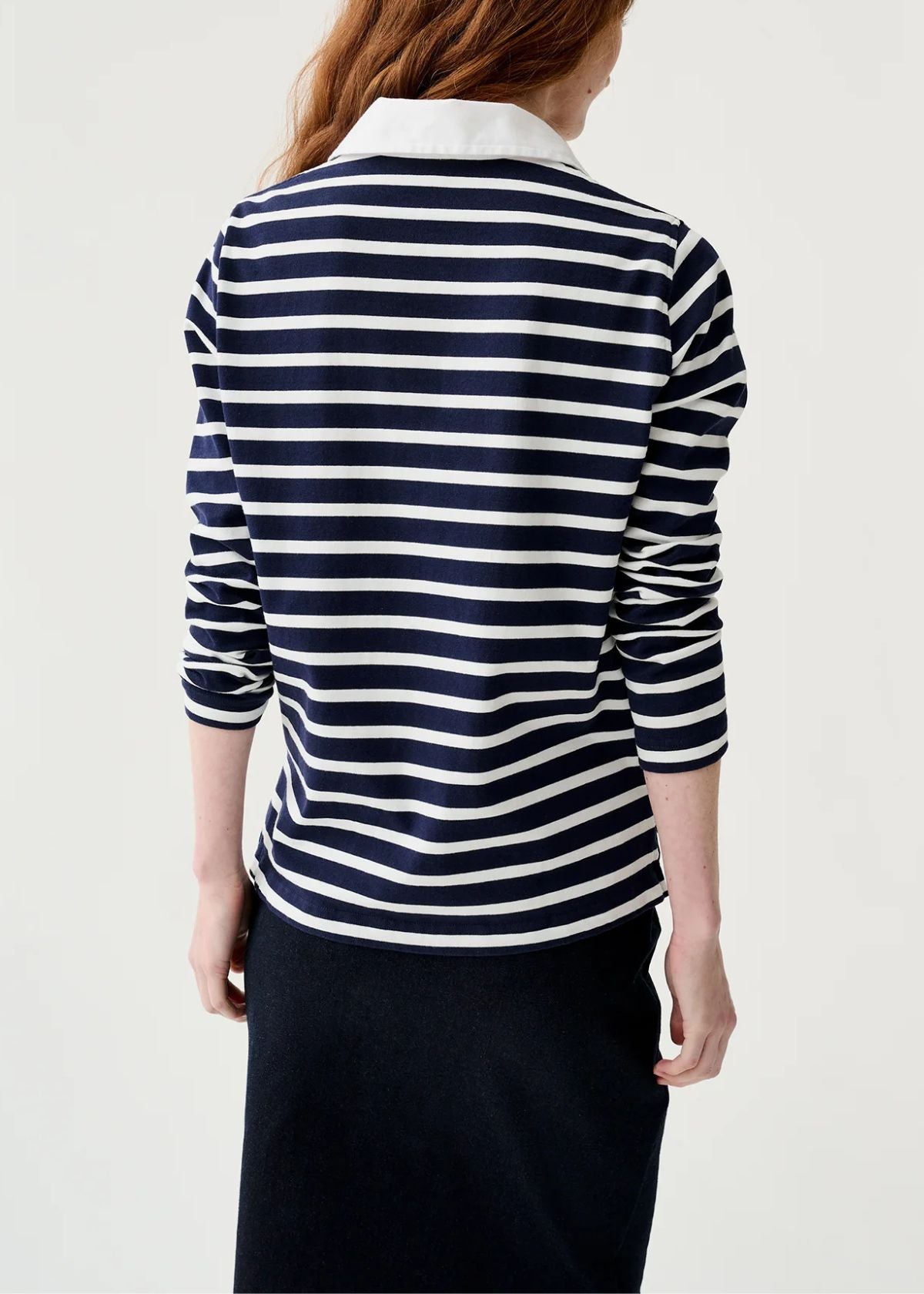 ANN MASHBURN Franny Rugby Polo Top - Navy/White