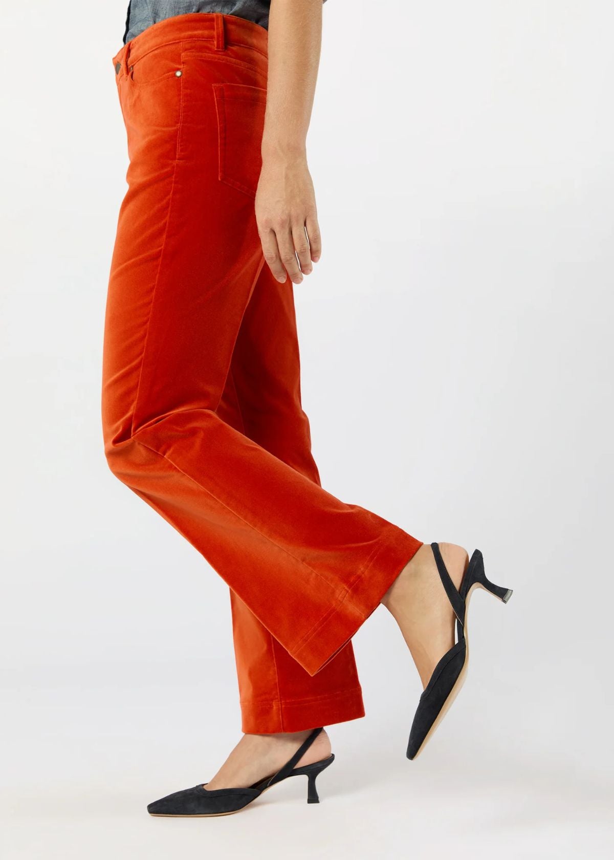 ANN MASHBURN Kendall Flare 5-Pocket Jean - Persimmon Stretch Velveteen