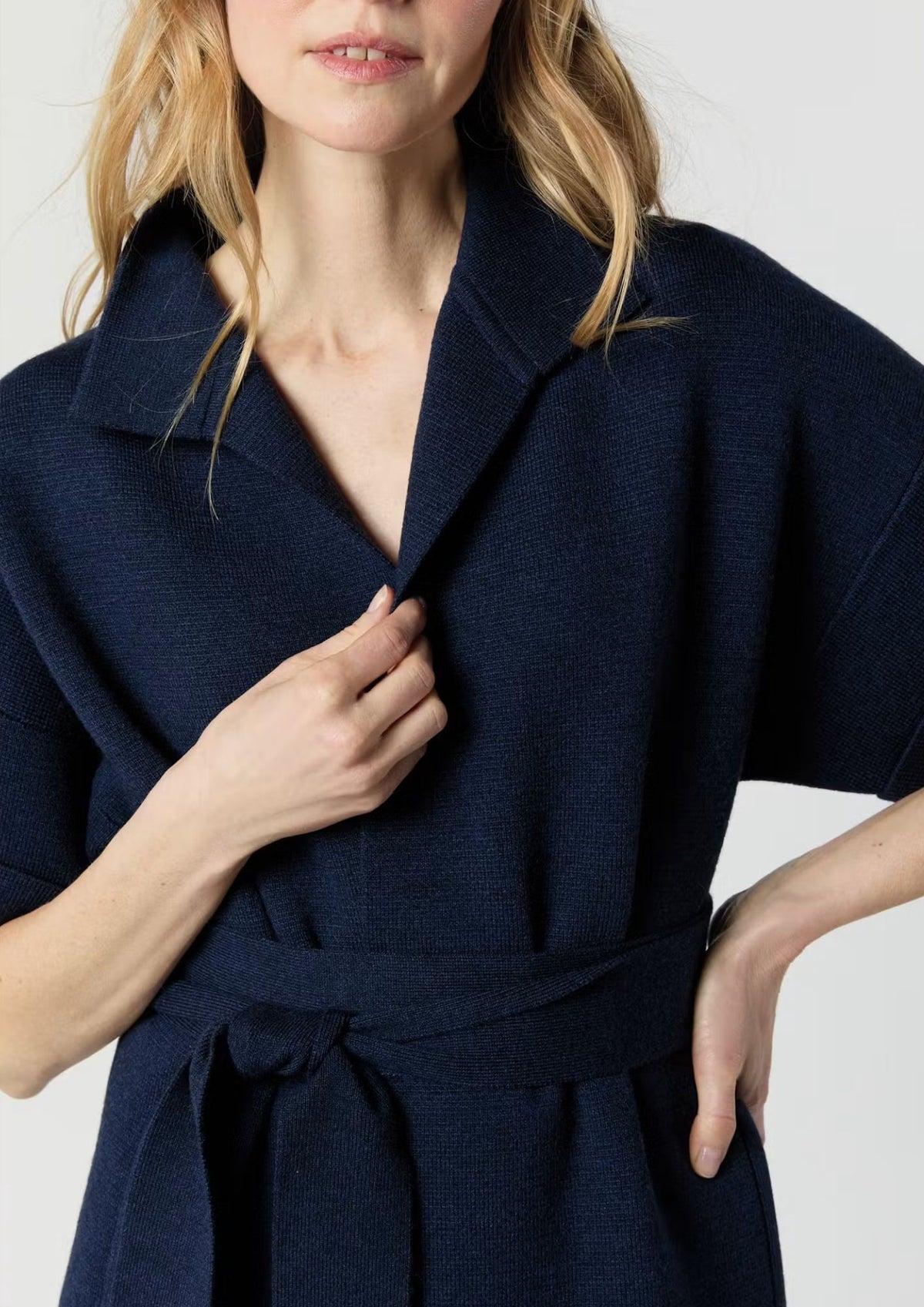 ANN MASHBURN Julia Cardigan Sweater - Heather Navy