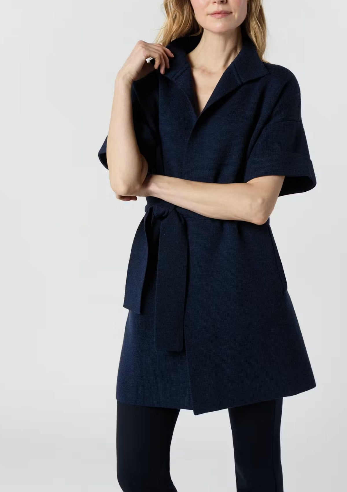 ANN MASHBURN Julia Cardigan Sweater - Heather Navy
