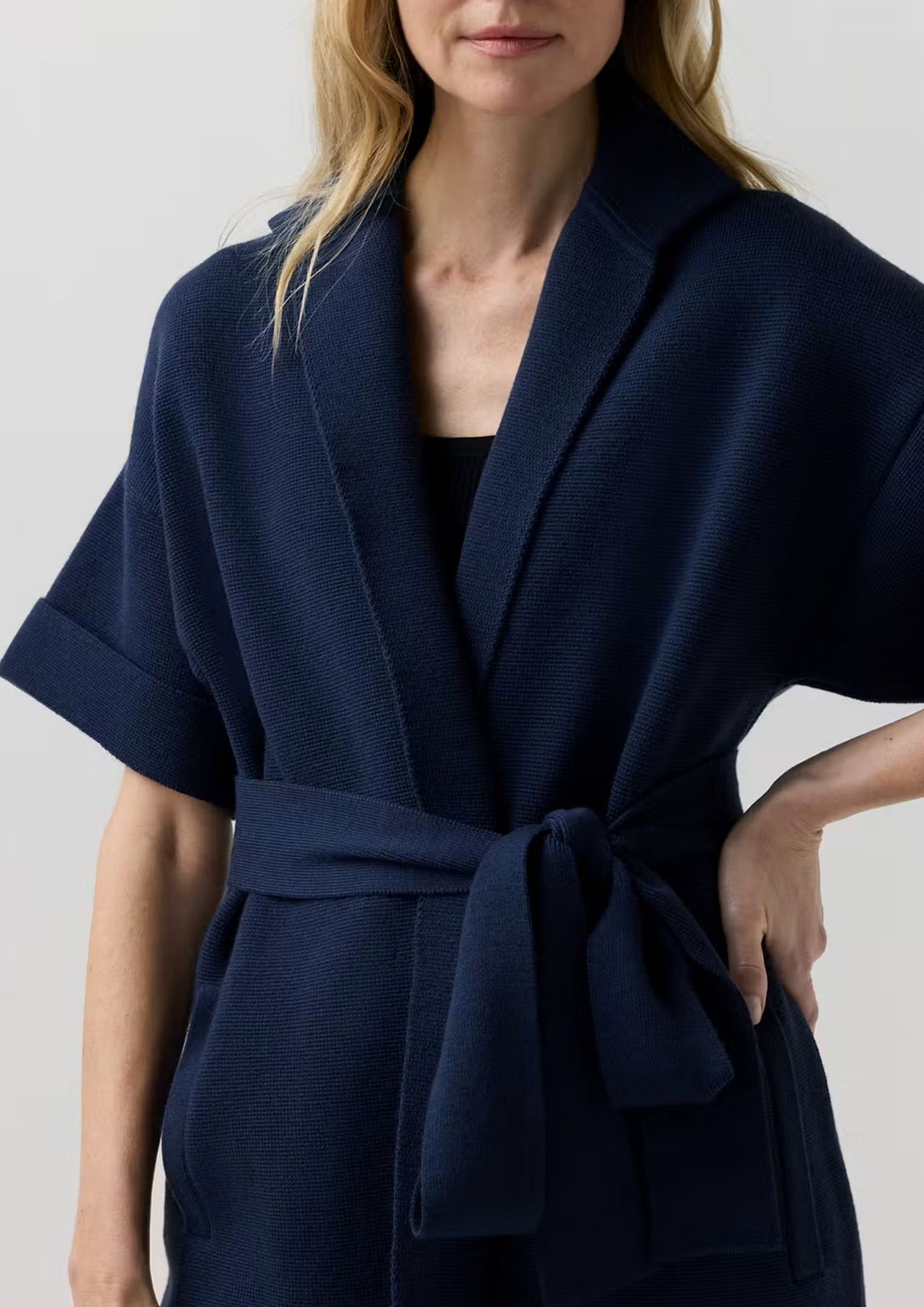 ANN MASHBURN Julia Cardigan Sweater - Heather Navy