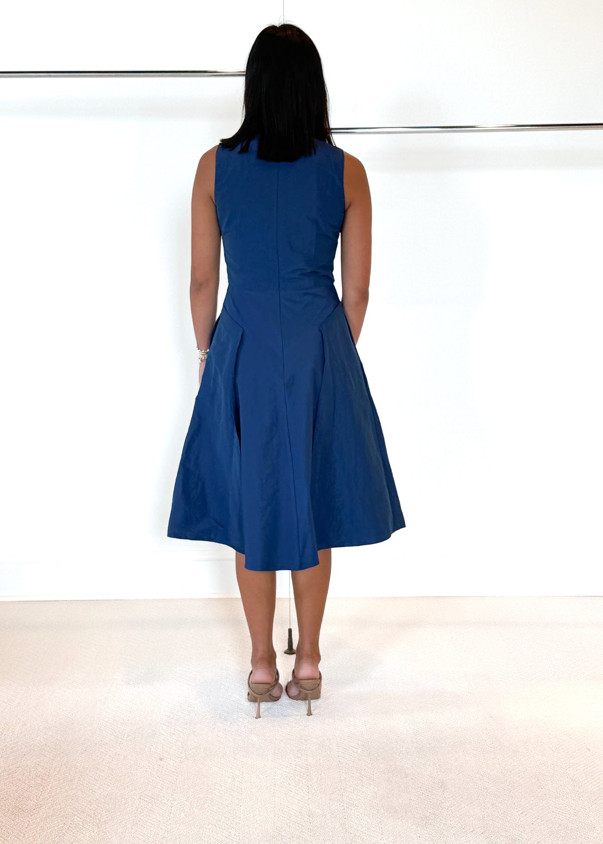 ANN MASHBURN Arielle Dress - Petrol Nylon Faille