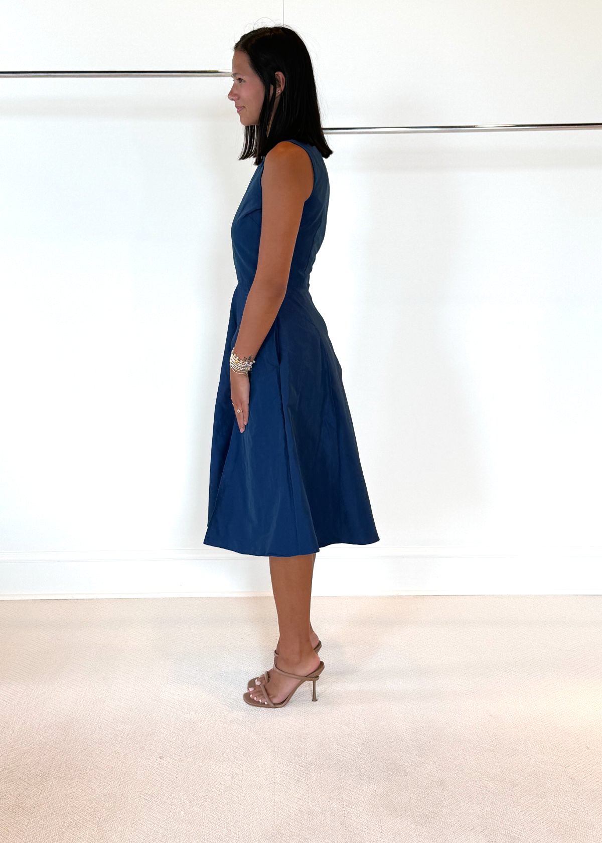 ANN MASHBURN Arielle Dress - Petrol Nylon Faille