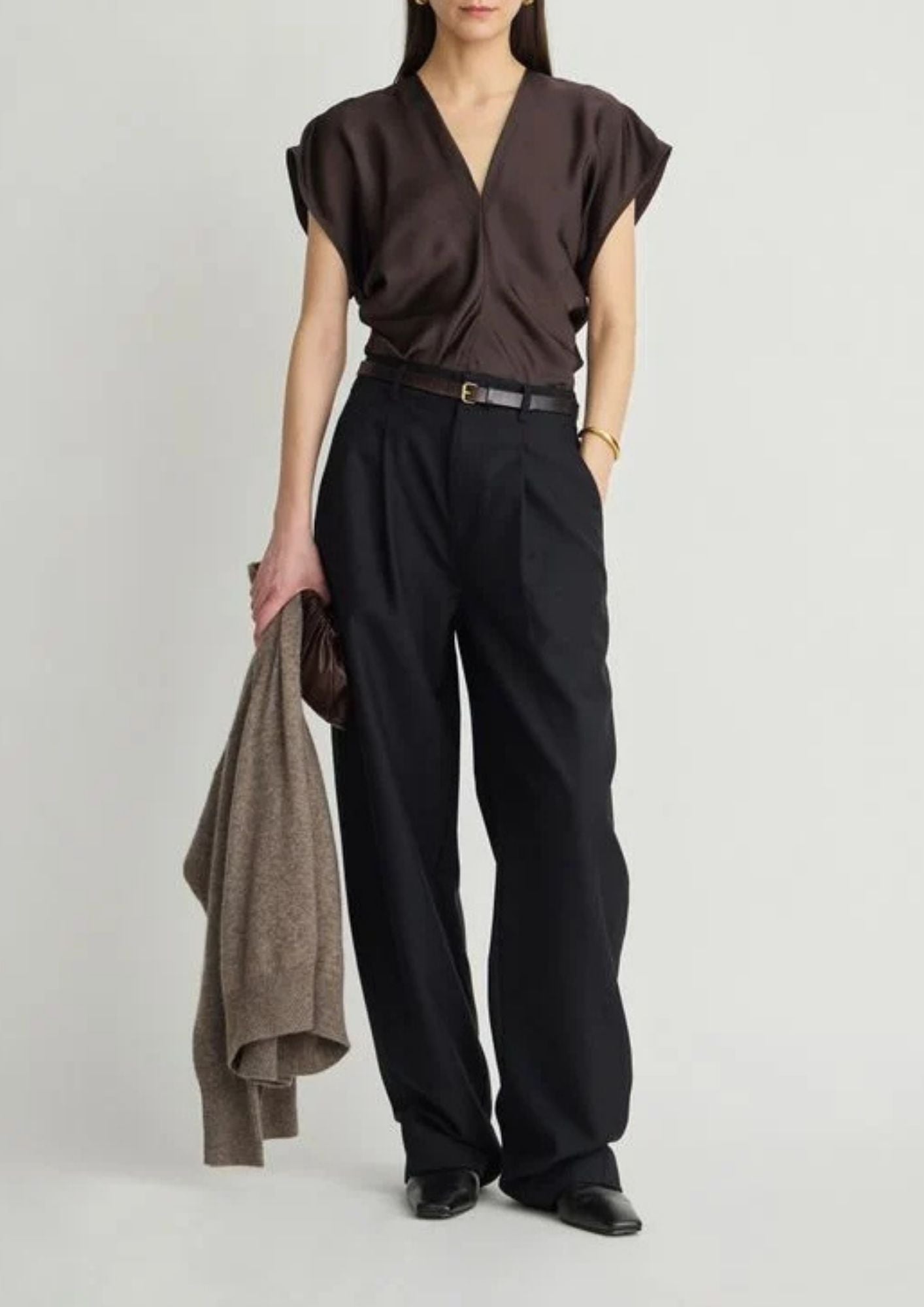 APIECE APART Monde Drape Bias Top - Black Coffee