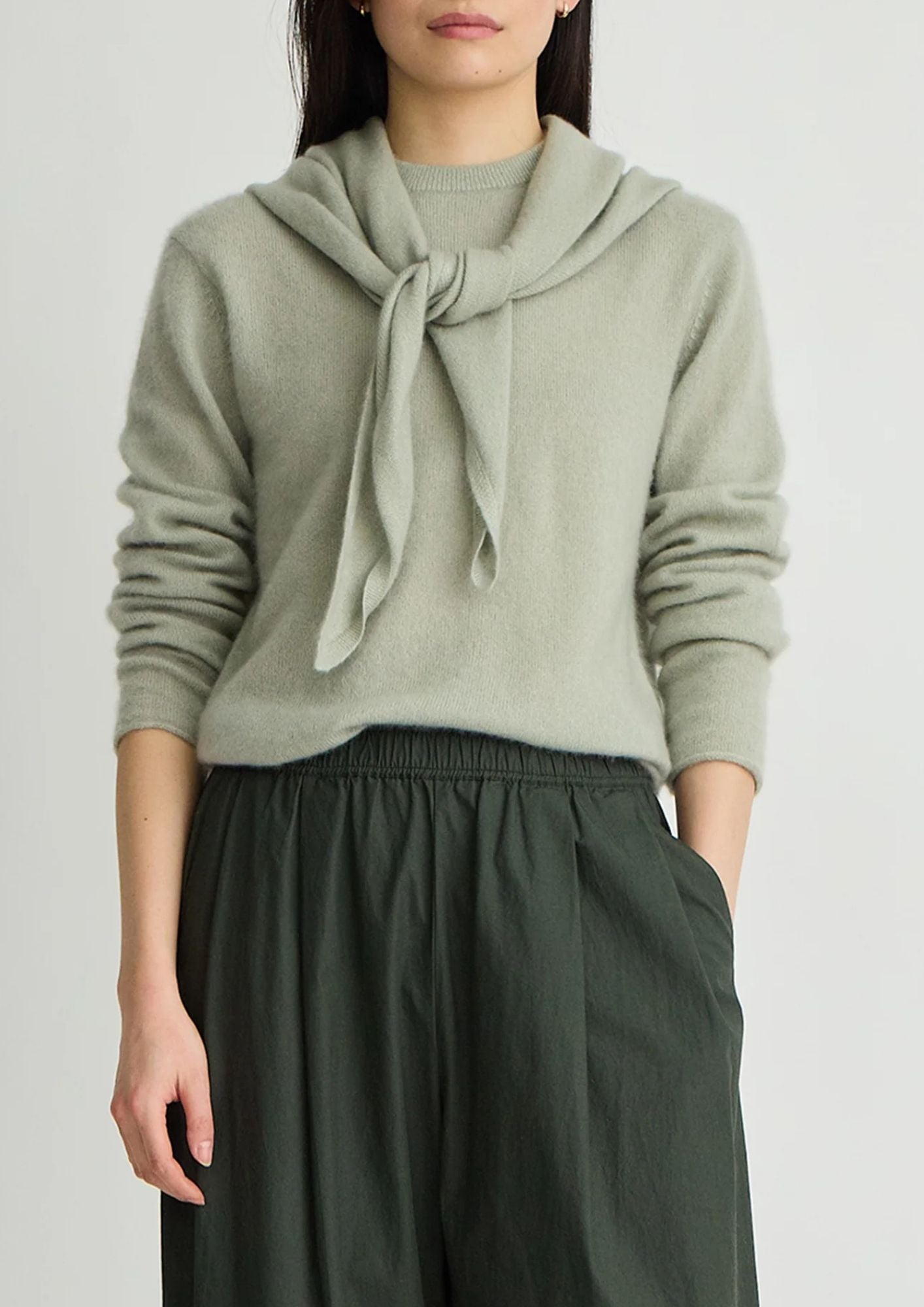 APIECE APART Softest Tissue Scarf Tie Sweater - Seafoam