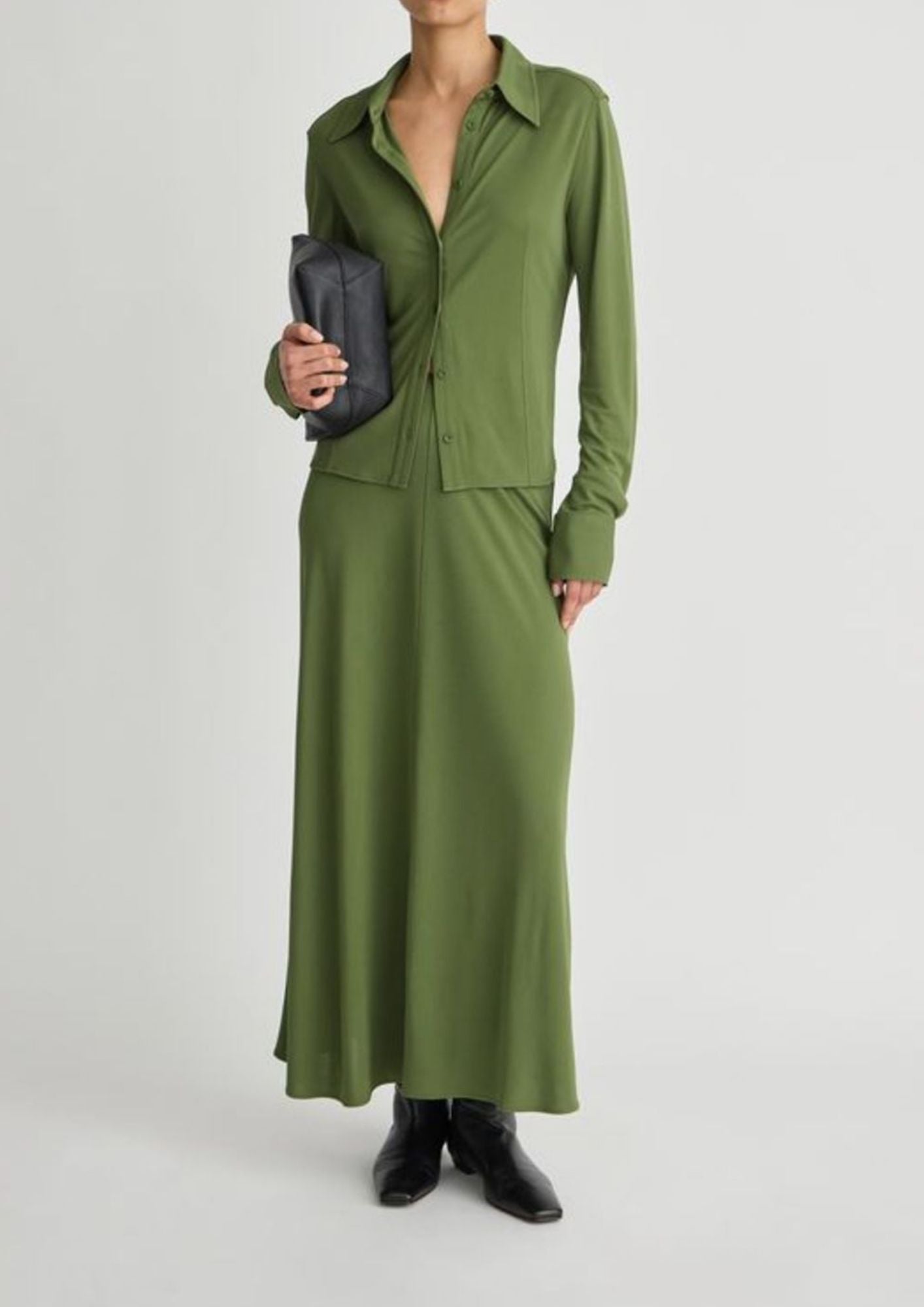APIECE APART Merce Slinky Maxi Skirt - Cypress