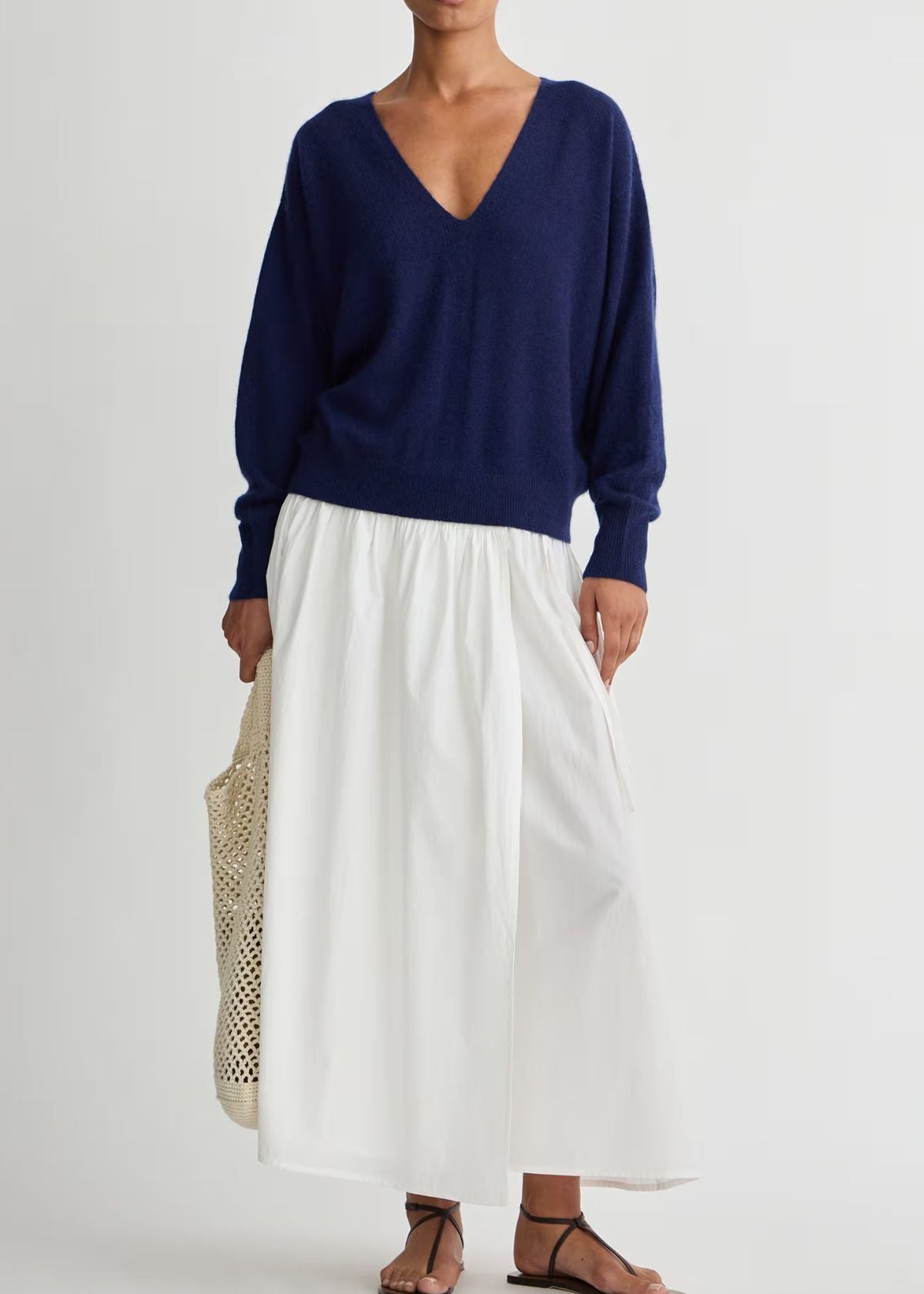 APIECE APART Softest Silk Cashmere V-Neck Sweater - Eclipse