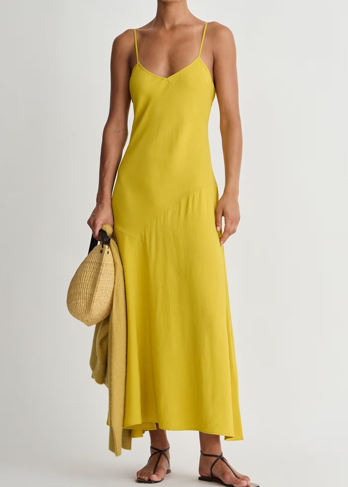 APIECE APART Kasimira Bias Cut Slip Dress - Goldenrod