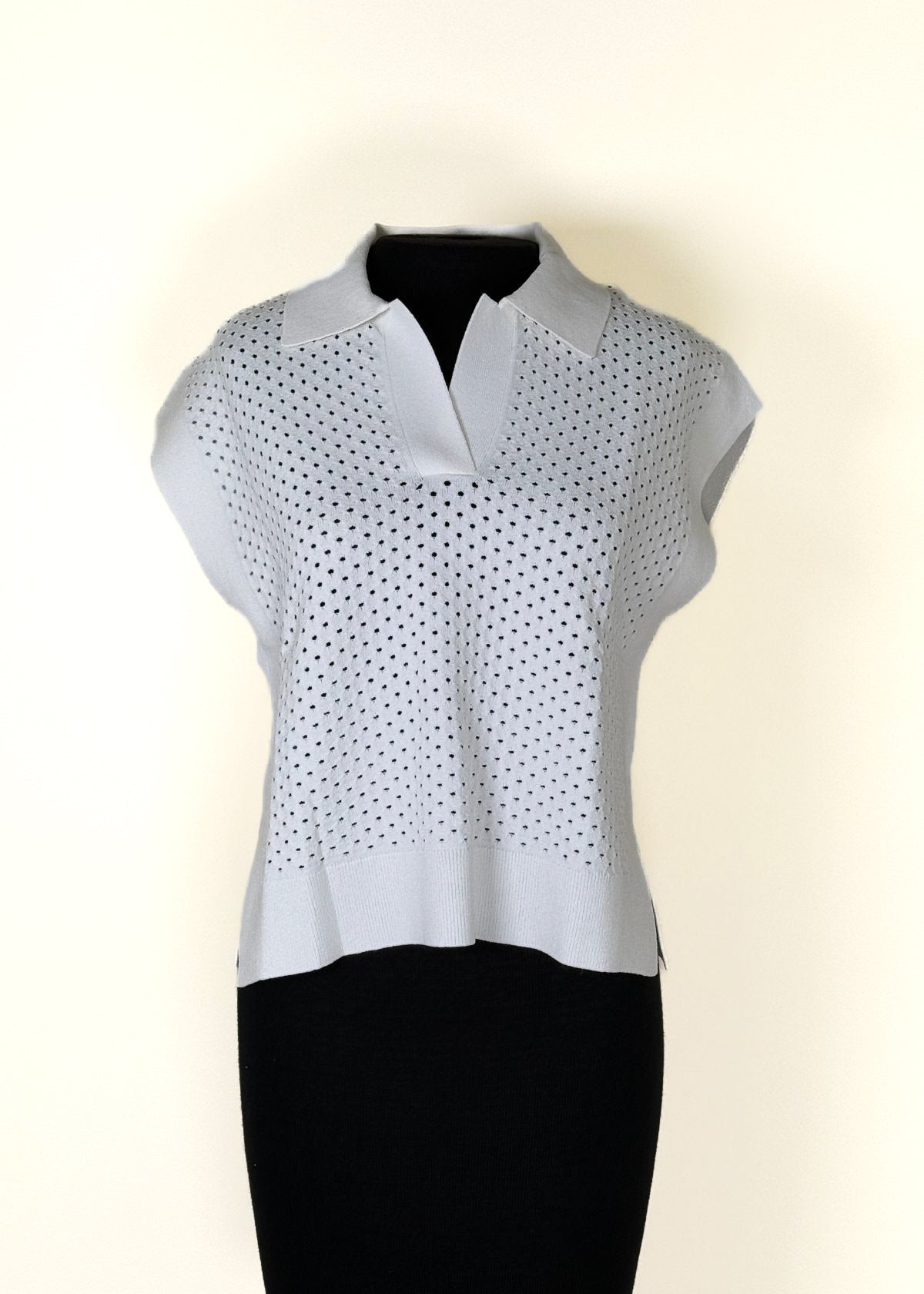 AUTUMN CASHMERE Boxy Mesh Johnny Collar Muscle Tee - White