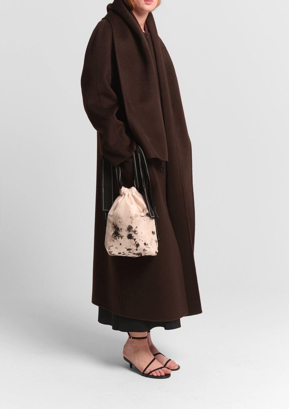 BEATRICE B. Button Front Coat with Scarf - Chestnut