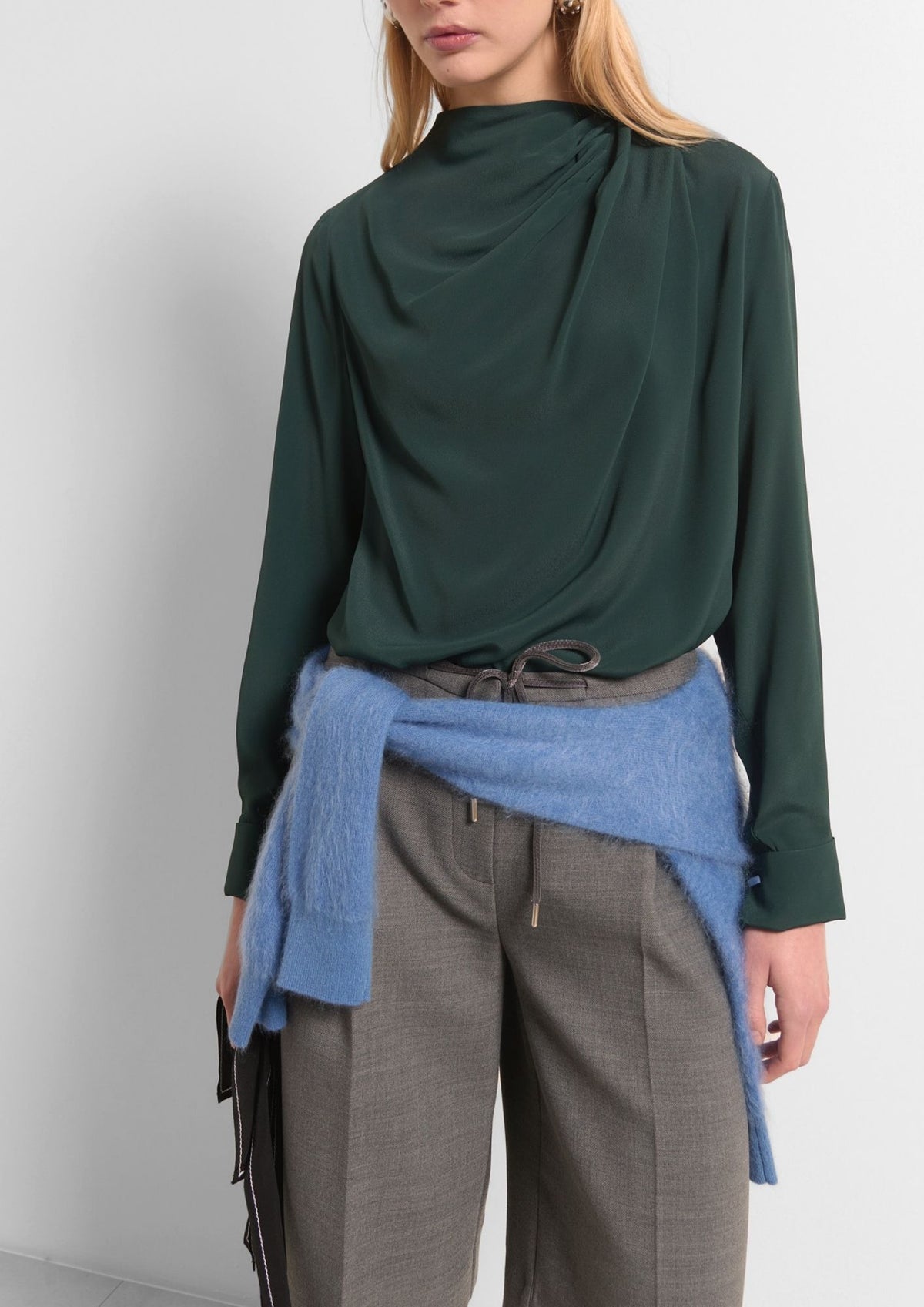 BEATRICE B. Draped High Neck Top - Forest