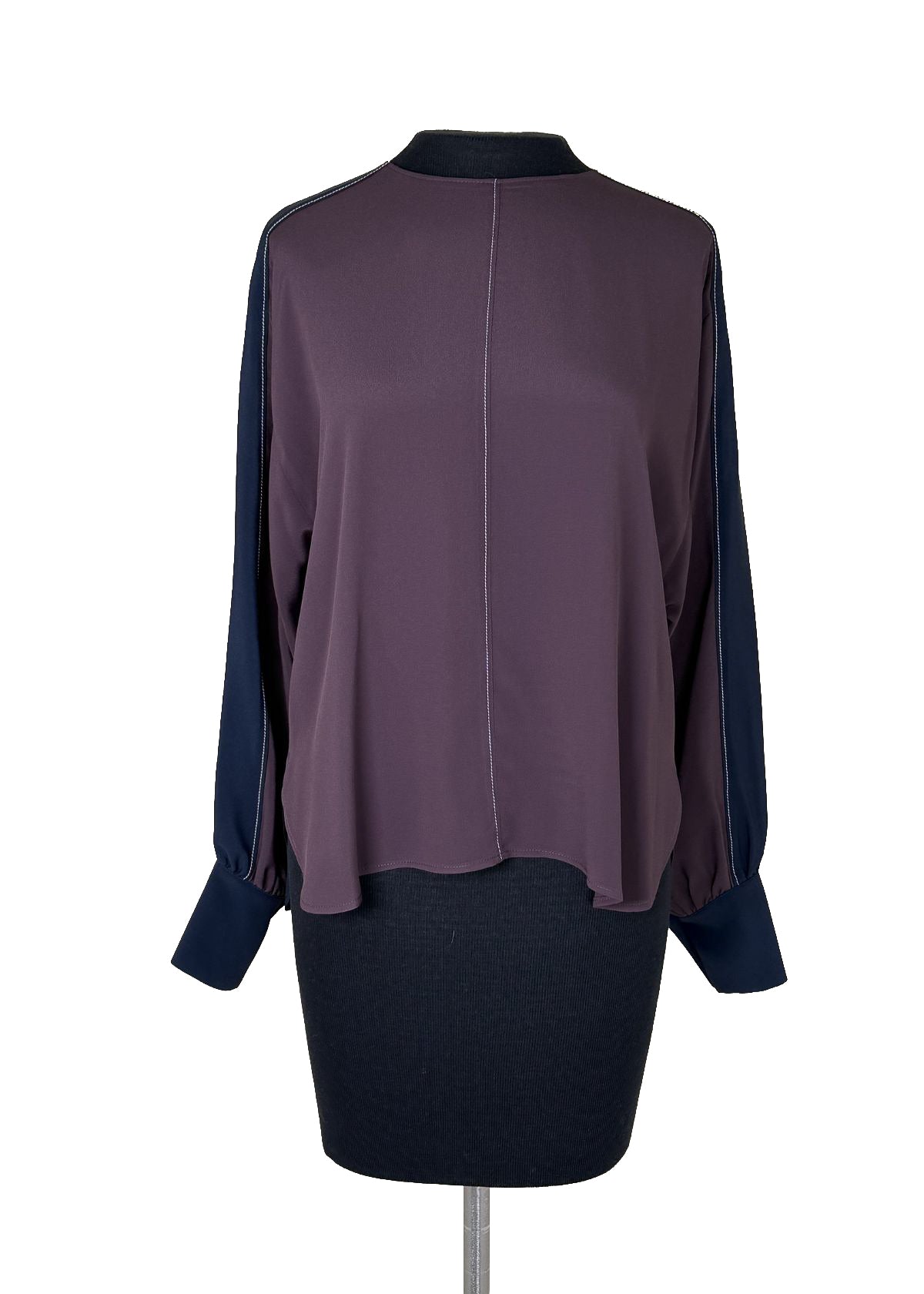 BEATRICE B. Color Block Top - Merlot and Navy